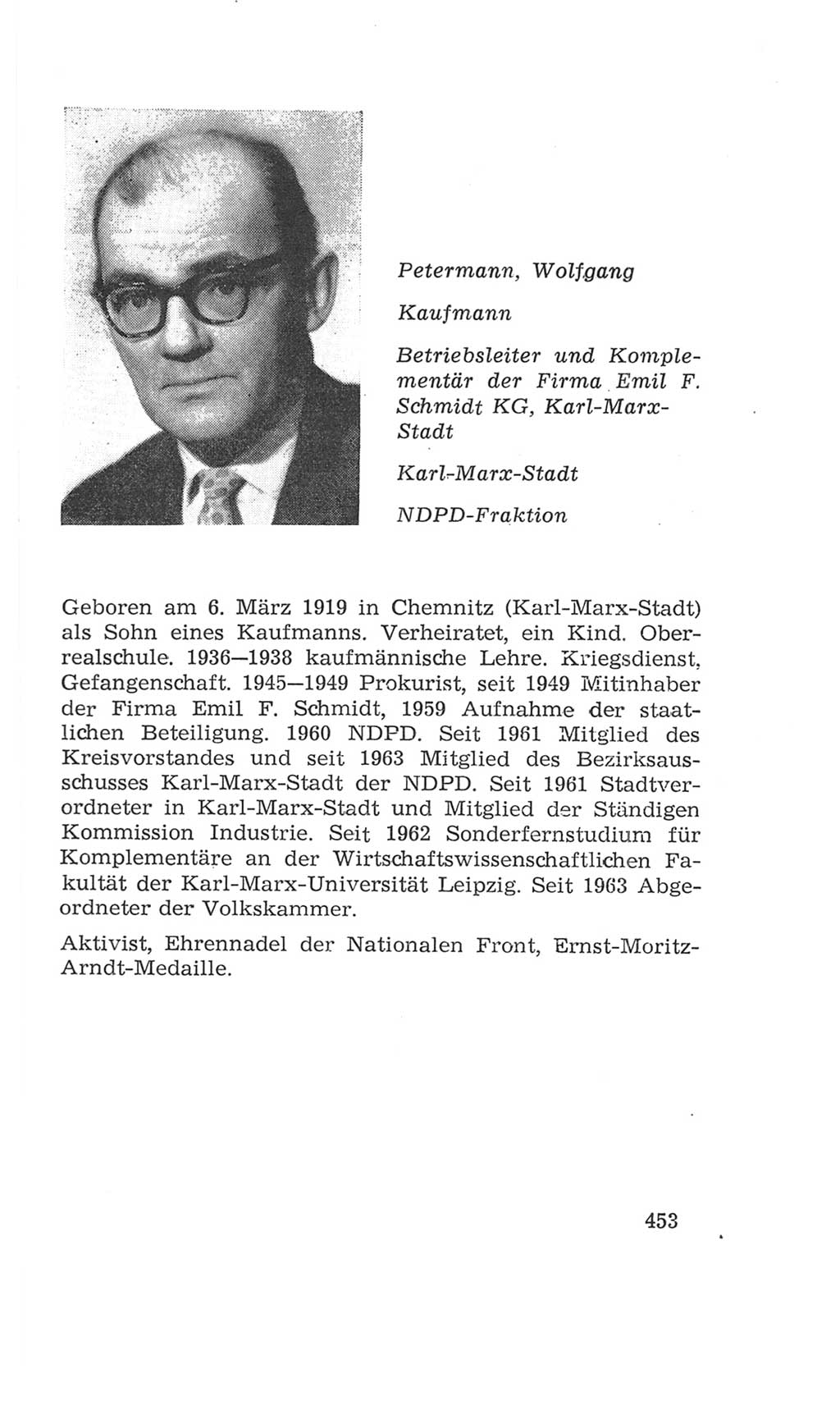 Volkskammer (VK) der Deutschen Demokratischen Republik (DDR), 4. Wahlperiode 1963-1967, Seite 453 (VK. DDR 4. WP. 1963-1967, S. 453)