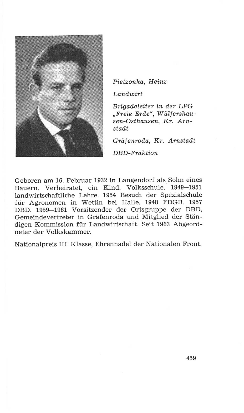 Volkskammer (VK) der Deutschen Demokratischen Republik (DDR), 4. Wahlperiode 1963-1967, Seite 459 (VK. DDR 4. WP. 1963-1967, S. 459)