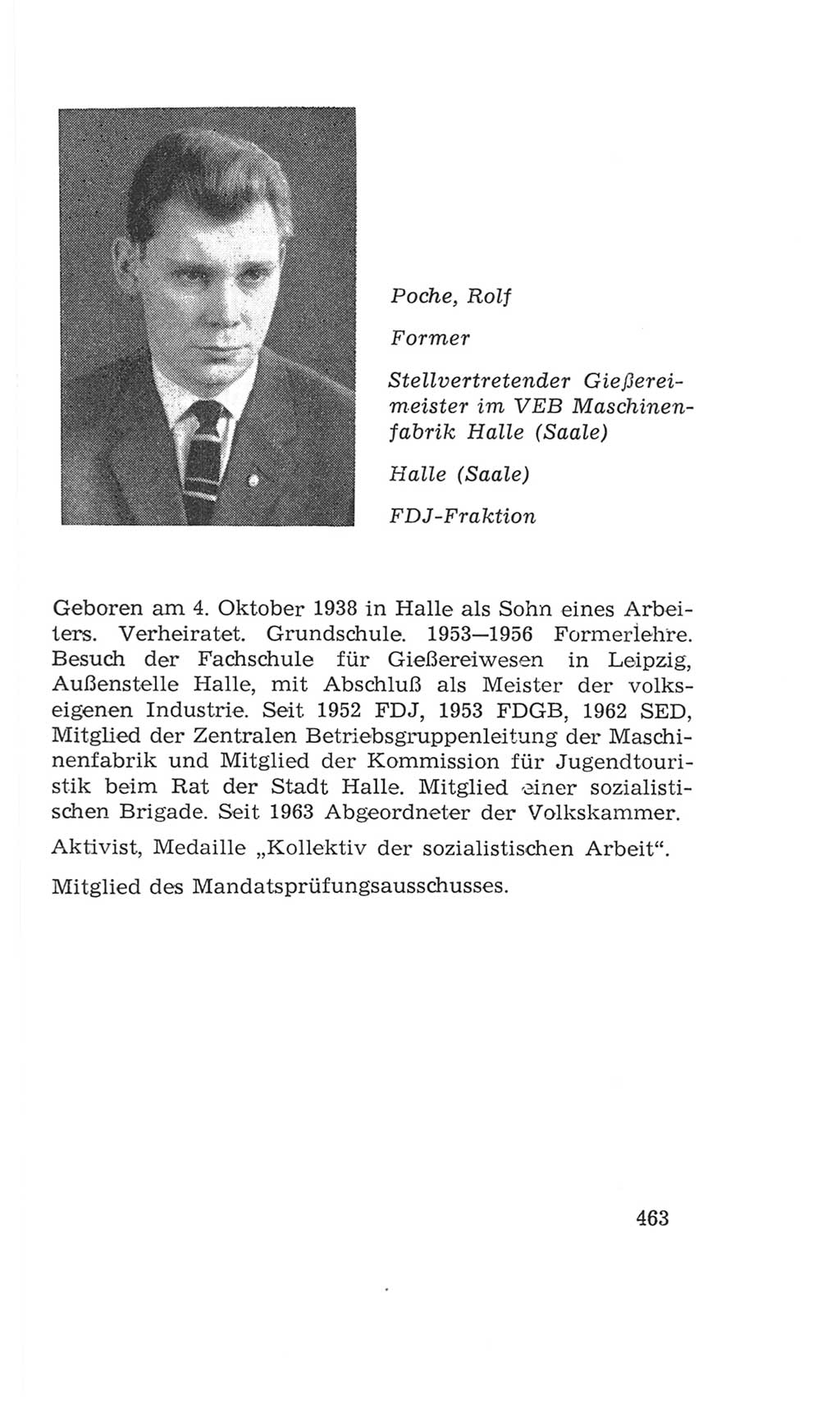 Volkskammer (VK) der Deutschen Demokratischen Republik (DDR), 4. Wahlperiode 1963-1967, Seite 463 (VK. DDR 4. WP. 1963-1967, S. 463)