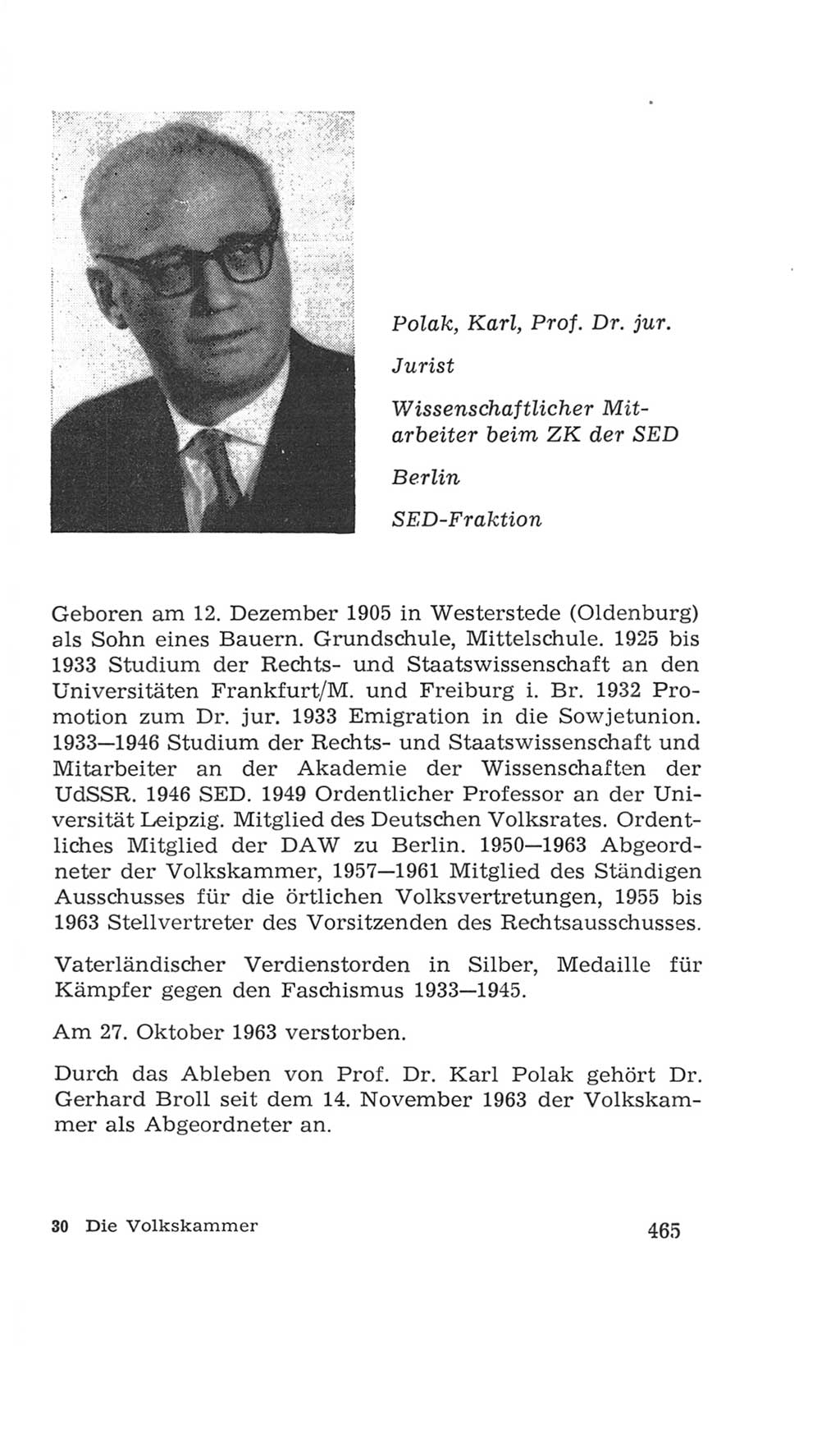 Volkskammer (VK) der Deutschen Demokratischen Republik (DDR), 4. Wahlperiode 1963-1967, Seite 465 (VK. DDR 4. WP. 1963-1967, S. 465)