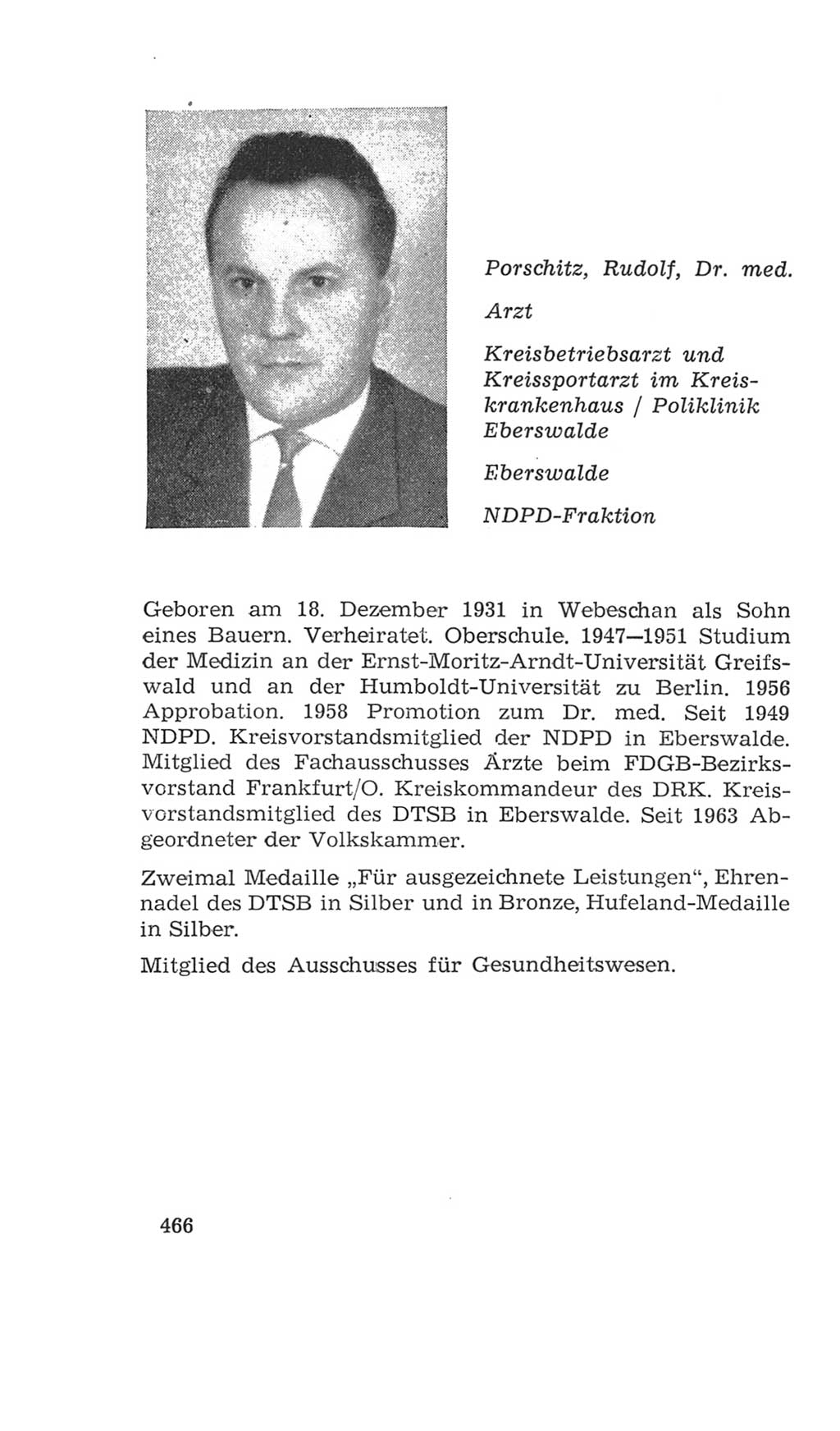 Volkskammer (VK) der Deutschen Demokratischen Republik (DDR), 4. Wahlperiode 1963-1967, Seite 466 (VK. DDR 4. WP. 1963-1967, S. 466)