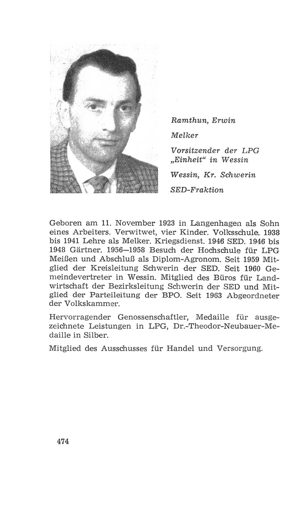 Volkskammer (VK) der Deutschen Demokratischen Republik (DDR), 4. Wahlperiode 1963-1967, Seite 474 (VK. DDR 4. WP. 1963-1967, S. 474)