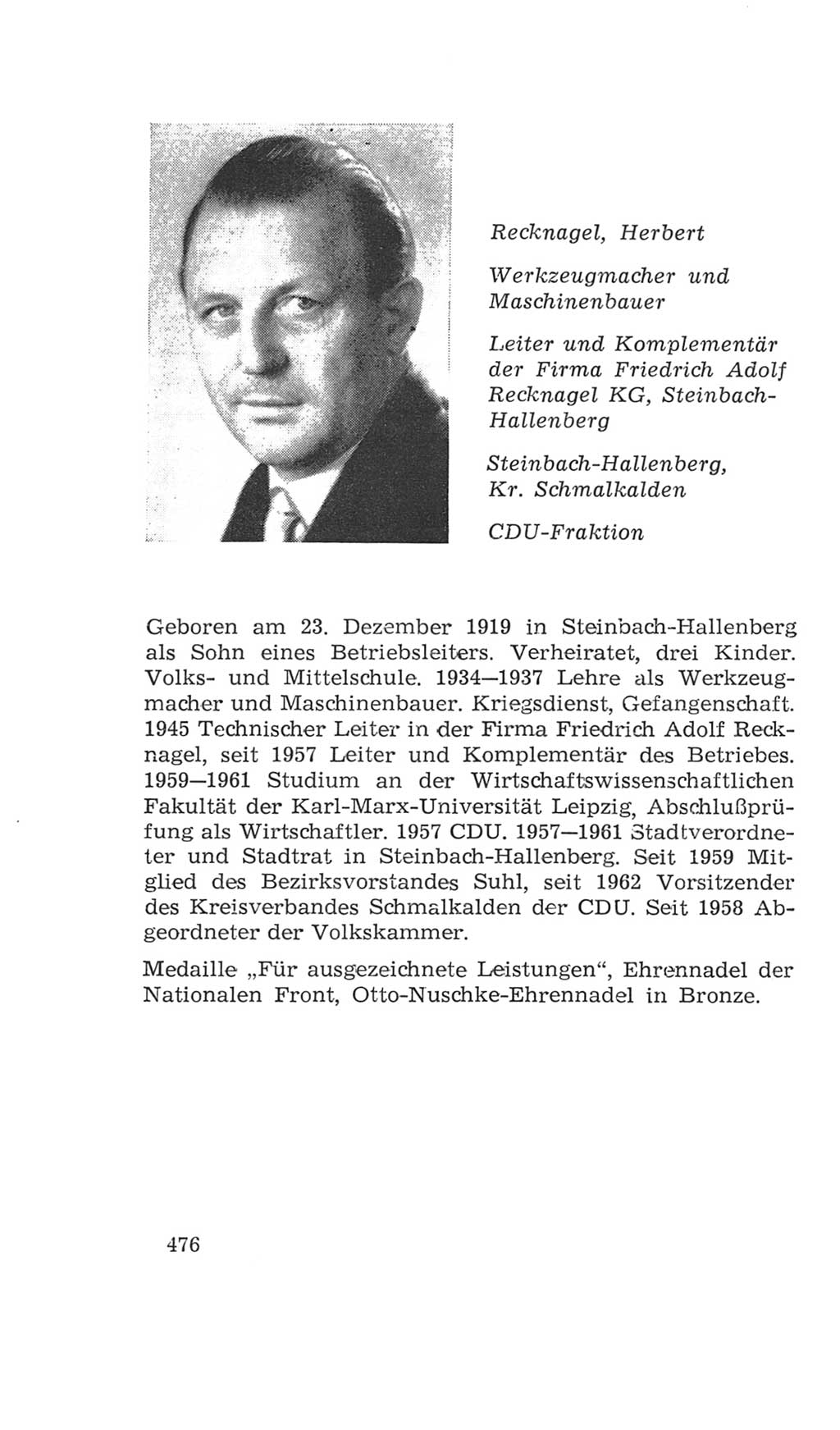 Volkskammer (VK) der Deutschen Demokratischen Republik (DDR), 4. Wahlperiode 1963-1967, Seite 476 (VK. DDR 4. WP. 1963-1967, S. 476)