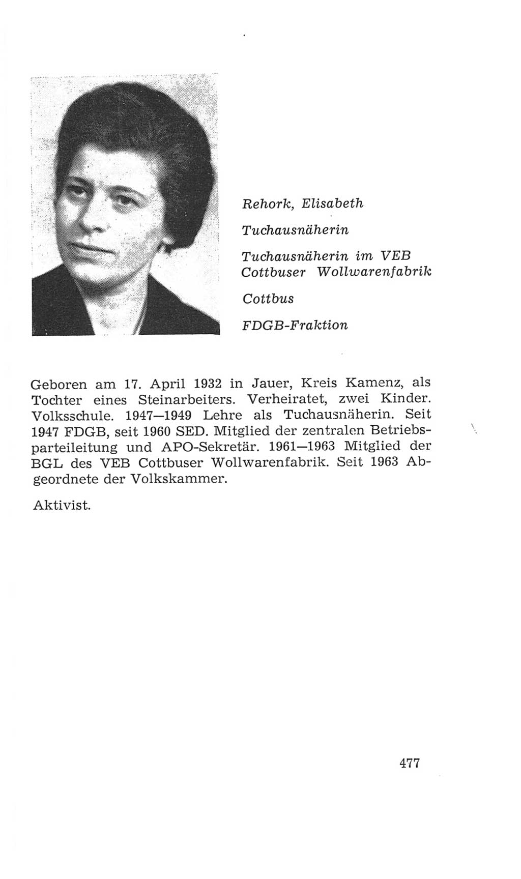 Volkskammer (VK) der Deutschen Demokratischen Republik (DDR), 4. Wahlperiode 1963-1967, Seite 477 (VK. DDR 4. WP. 1963-1967, S. 477)