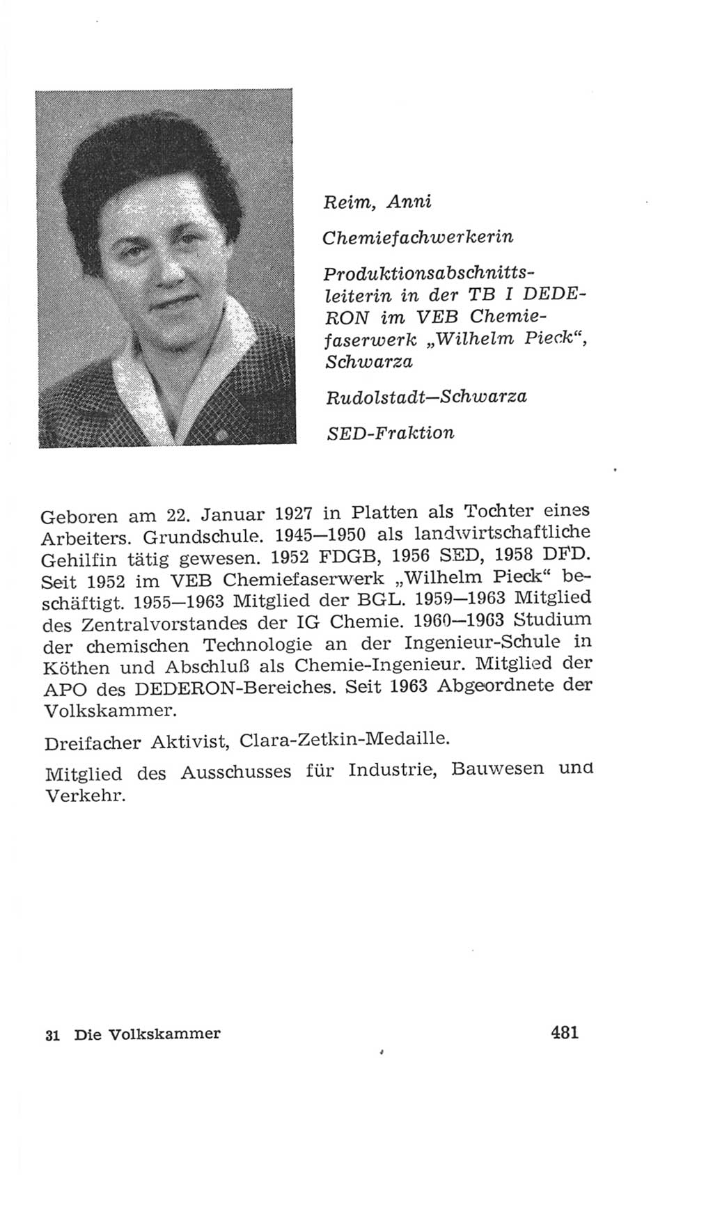 Volkskammer (VK) der Deutschen Demokratischen Republik (DDR), 4. Wahlperiode 1963-1967, Seite 481 (VK. DDR 4. WP. 1963-1967, S. 481)