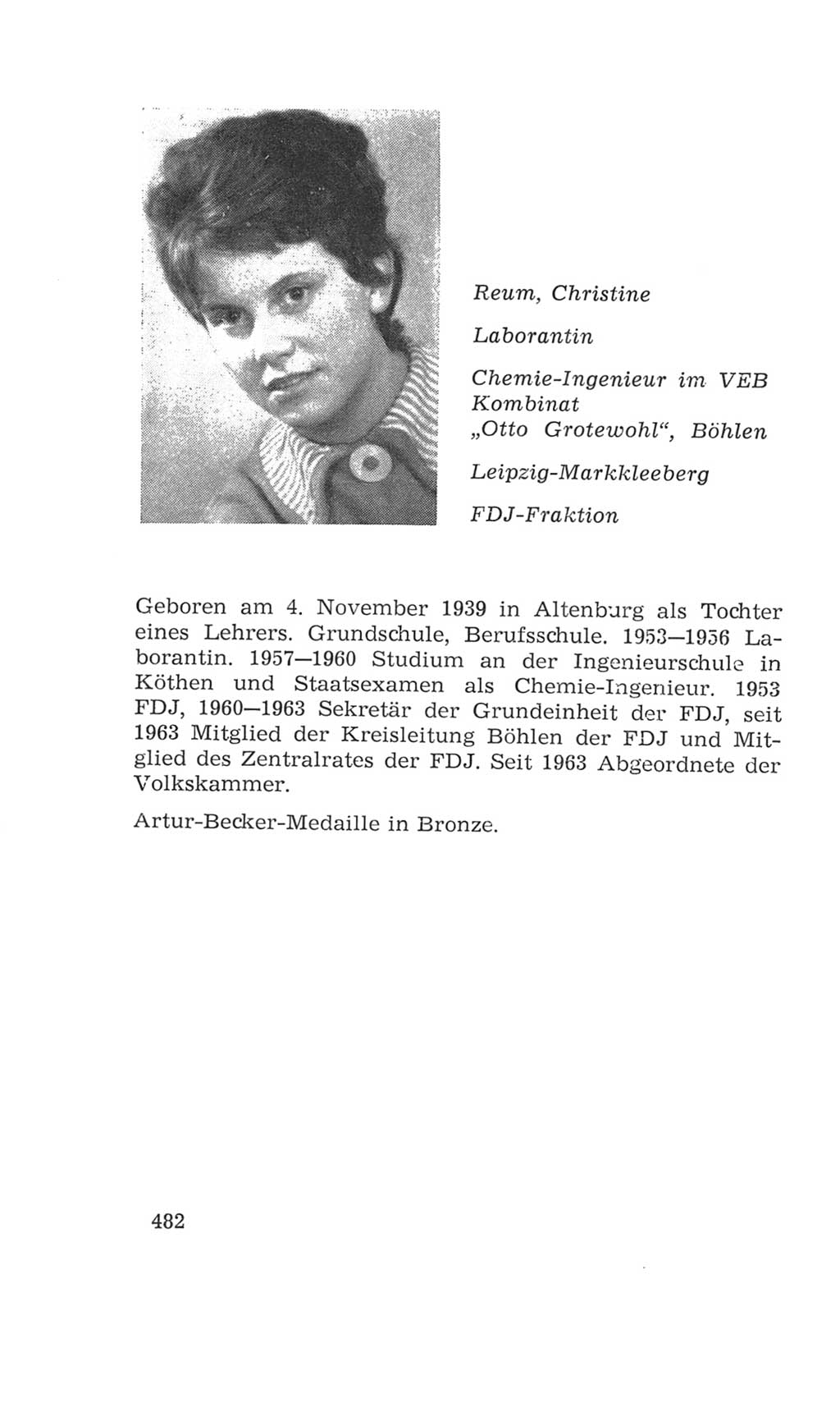 Volkskammer (VK) der Deutschen Demokratischen Republik (DDR), 4. Wahlperiode 1963-1967, Seite 482 (VK. DDR 4. WP. 1963-1967, S. 482)