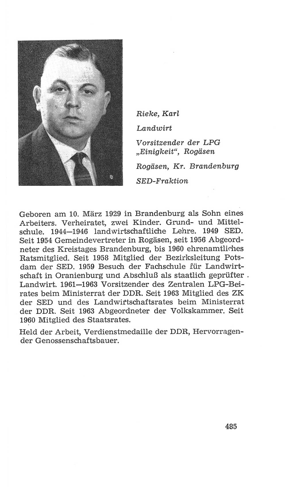 Volkskammer (VK) der Deutschen Demokratischen Republik (DDR), 4. Wahlperiode 1963-1967, Seite 485 (VK. DDR 4. WP. 1963-1967, S. 485)