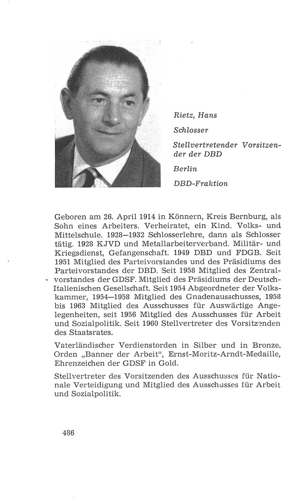 Volkskammer (VK) der Deutschen Demokratischen Republik (DDR), 4. Wahlperiode 1963-1967, Seite 486 (VK. DDR 4. WP. 1963-1967, S. 486)