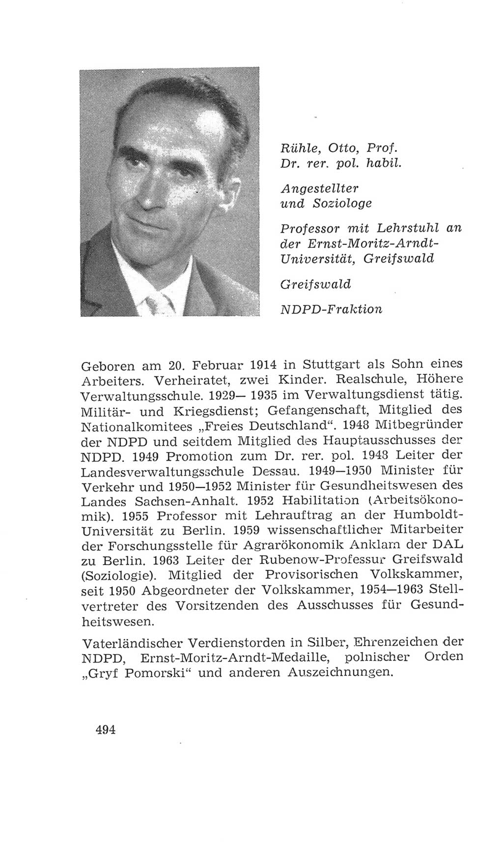 Volkskammer (VK) der Deutschen Demokratischen Republik (DDR), 4. Wahlperiode 1963-1967, Seite 494 (VK. DDR 4. WP. 1963-1967, S. 494)