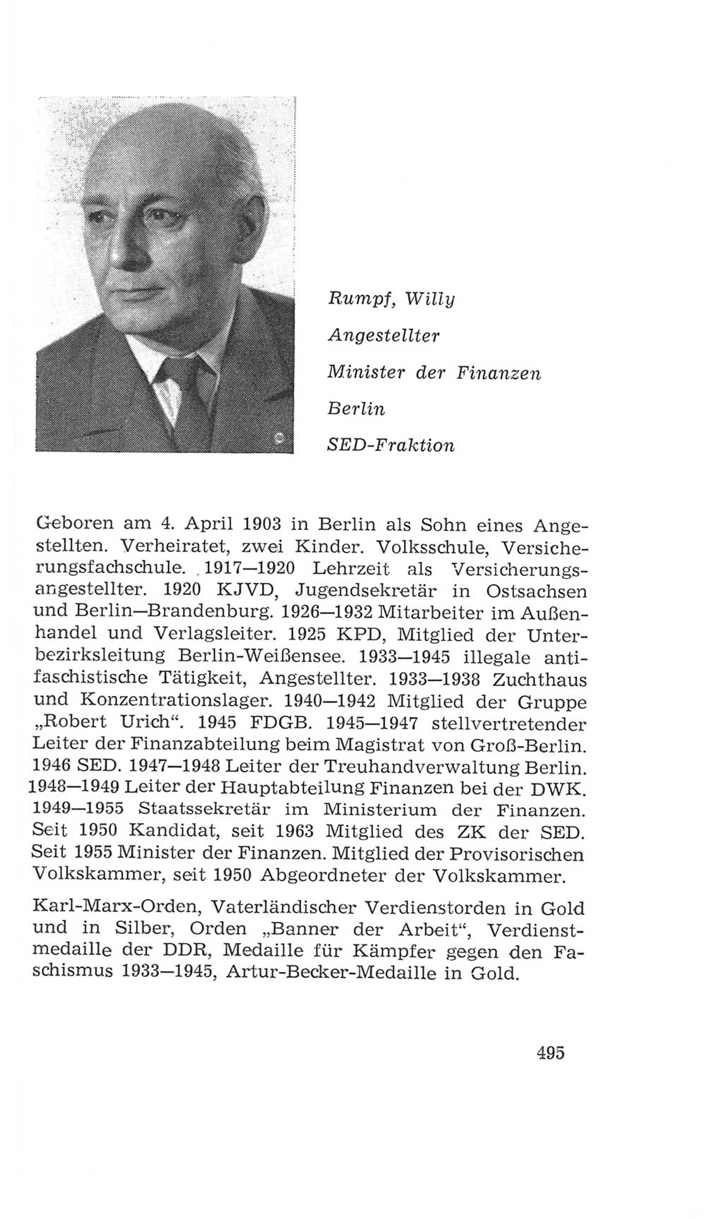 Volkskammer (VK) der Deutschen Demokratischen Republik (DDR), 4. Wahlperiode 1963-1967, Seite 495 (VK. DDR 4. WP. 1963-1967, S. 495)