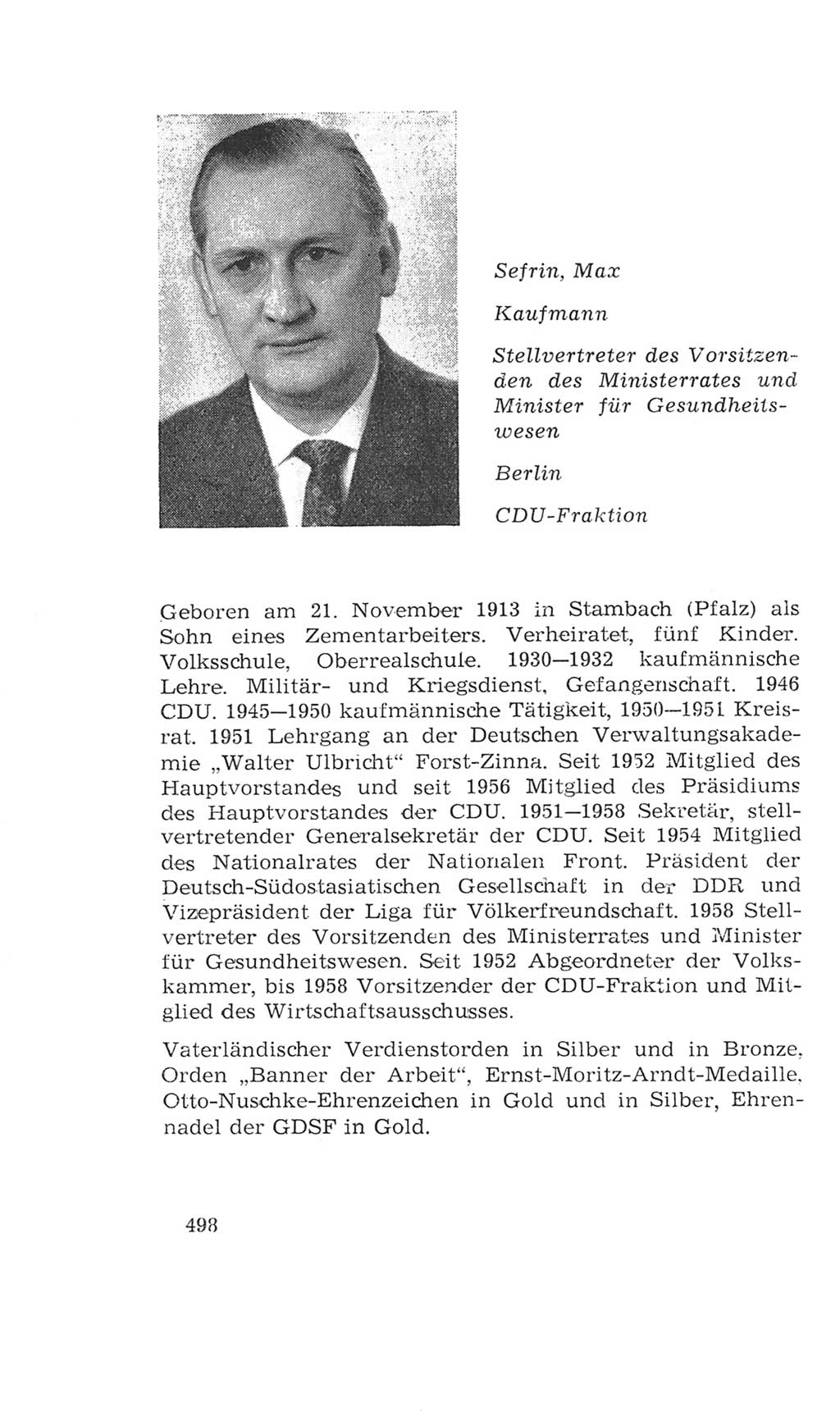 Volkskammer (VK) der Deutschen Demokratischen Republik (DDR), 4. Wahlperiode 1963-1967, Seite 498 (VK. DDR 4. WP. 1963-1967, S. 498)