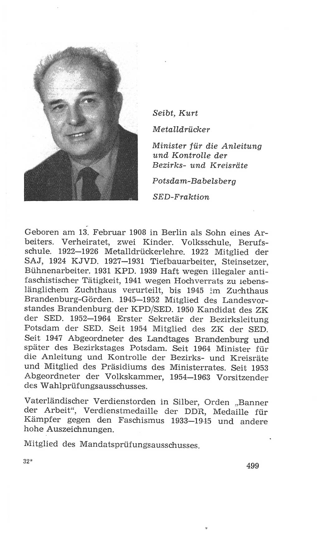 Volkskammer (VK) der Deutschen Demokratischen Republik (DDR), 4. Wahlperiode 1963-1967, Seite 499 (VK. DDR 4. WP. 1963-1967, S. 499)