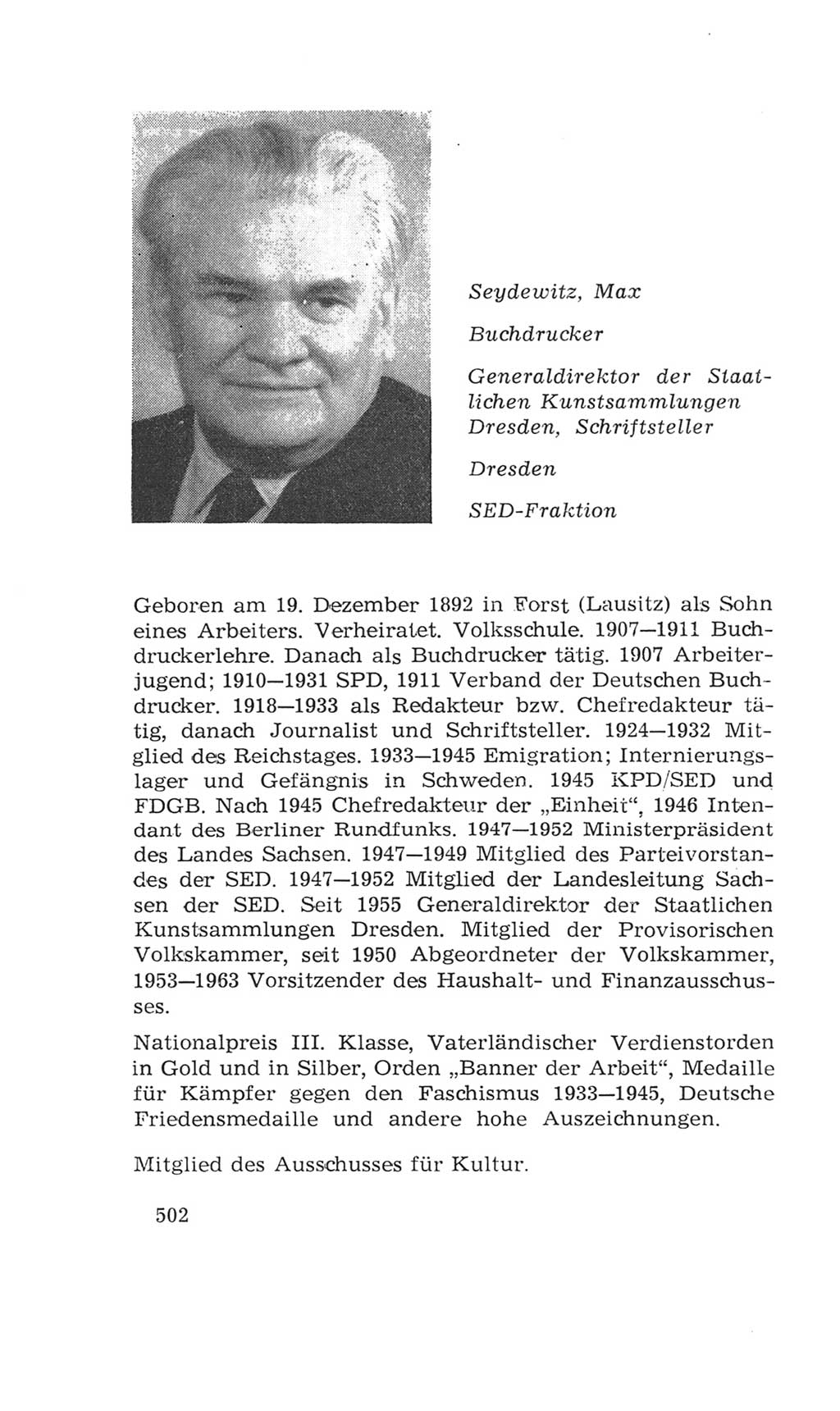 Volkskammer (VK) der Deutschen Demokratischen Republik (DDR), 4. Wahlperiode 1963-1967, Seite 502 (VK. DDR 4. WP. 1963-1967, S. 502)