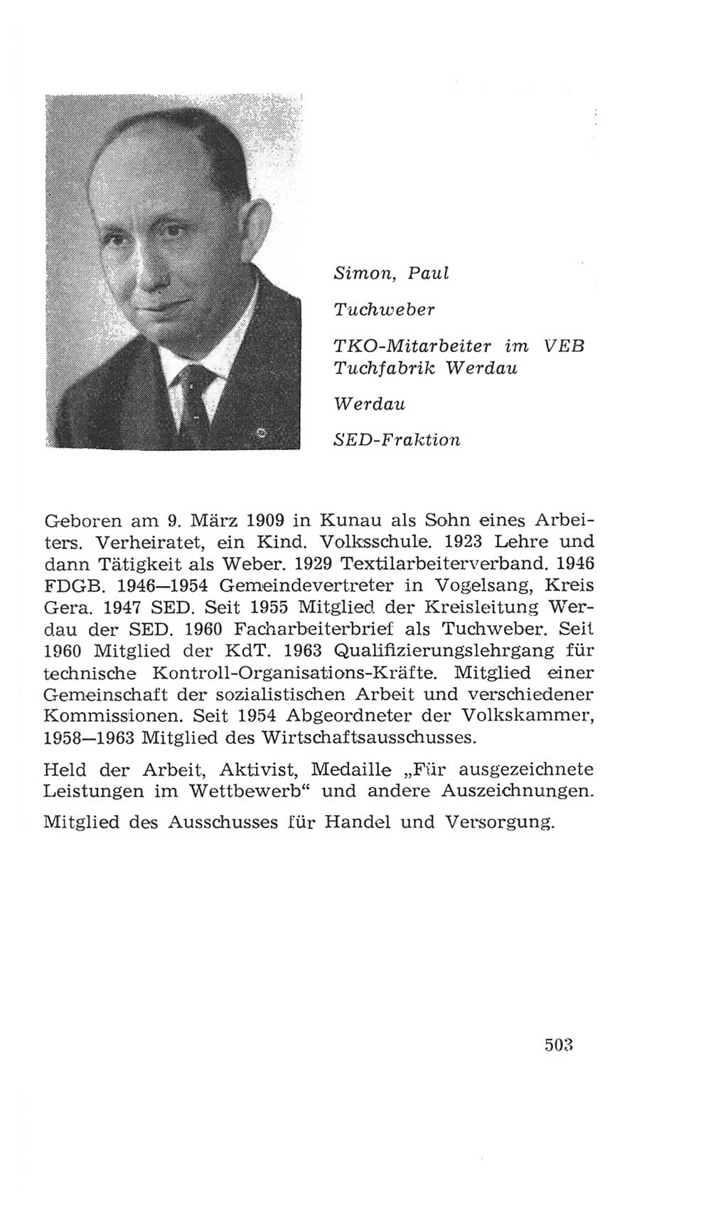 Volkskammer (VK) der Deutschen Demokratischen Republik (DDR), 4. Wahlperiode 1963-1967, Seite 503 (VK. DDR 4. WP. 1963-1967, S. 503)