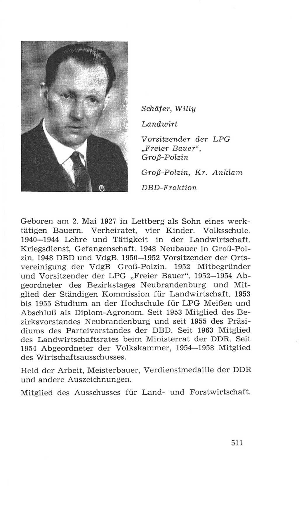 Volkskammer (VK) der Deutschen Demokratischen Republik (DDR), 4. Wahlperiode 1963-1967, Seite 511 (VK. DDR 4. WP. 1963-1967, S. 511)