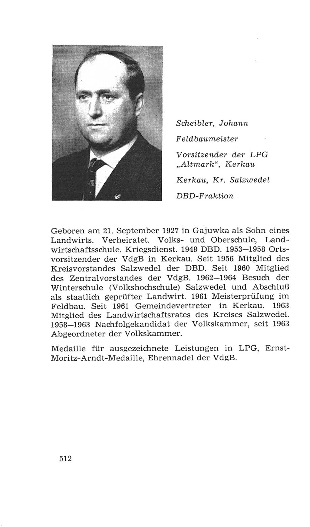 Volkskammer (VK) der Deutschen Demokratischen Republik (DDR), 4. Wahlperiode 1963-1967, Seite 512 (VK. DDR 4. WP. 1963-1967, S. 512)