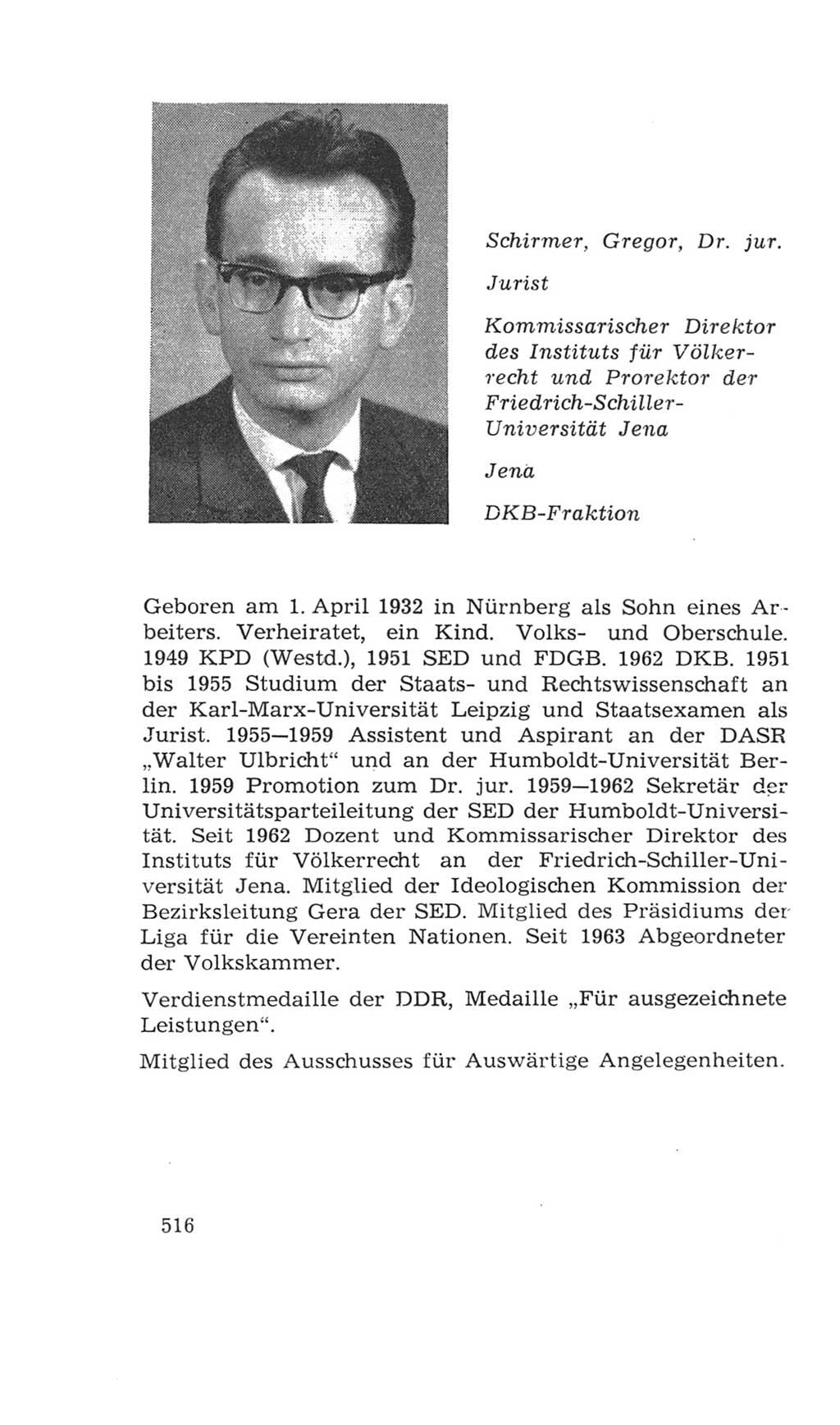 Volkskammer (VK) der Deutschen Demokratischen Republik (DDR), 4. Wahlperiode 1963-1967, Seite 516 (VK. DDR 4. WP. 1963-1967, S. 516)