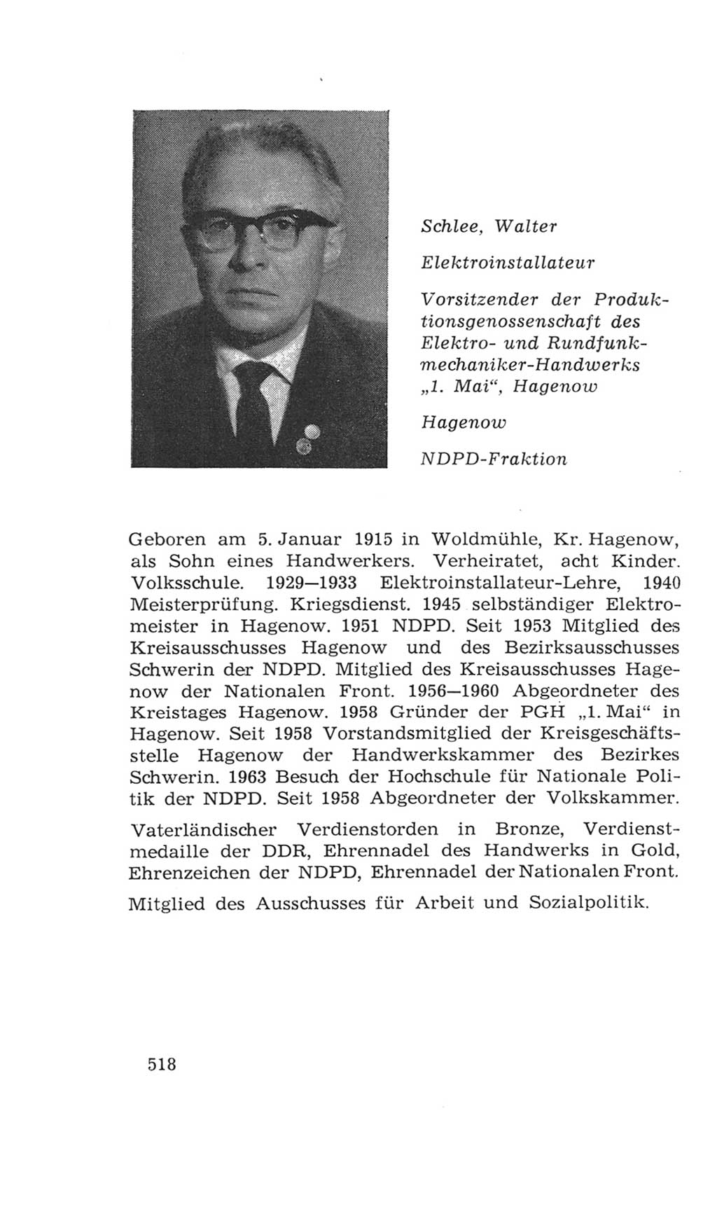 Volkskammer (VK) der Deutschen Demokratischen Republik (DDR), 4. Wahlperiode 1963-1967, Seite 518 (VK. DDR 4. WP. 1963-1967, S. 518)