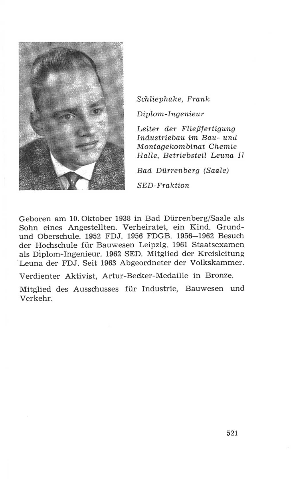 Volkskammer (VK) der Deutschen Demokratischen Republik (DDR), 4. Wahlperiode 1963-1967, Seite 521 (VK. DDR 4. WP. 1963-1967, S. 521)
