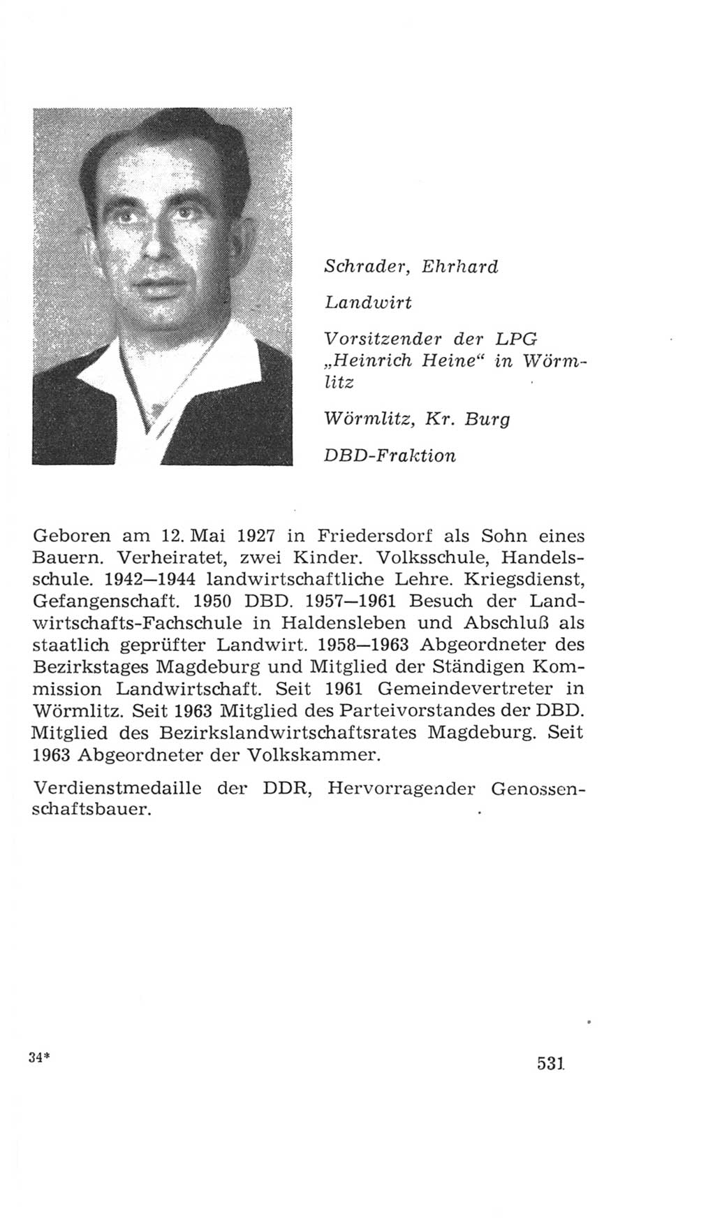 Volkskammer (VK) der Deutschen Demokratischen Republik (DDR), 4. Wahlperiode 1963-1967, Seite 531 (VK. DDR 4. WP. 1963-1967, S. 531)