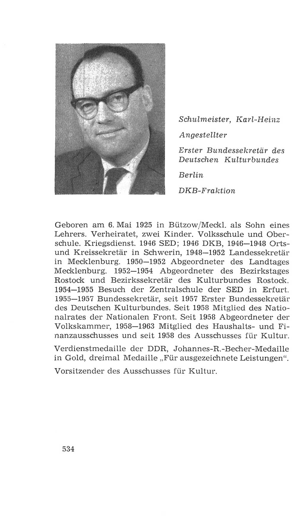 Volkskammer (VK) der Deutschen Demokratischen Republik (DDR), 4. Wahlperiode 1963-1967, Seite 534 (VK. DDR 4. WP. 1963-1967, S. 534)