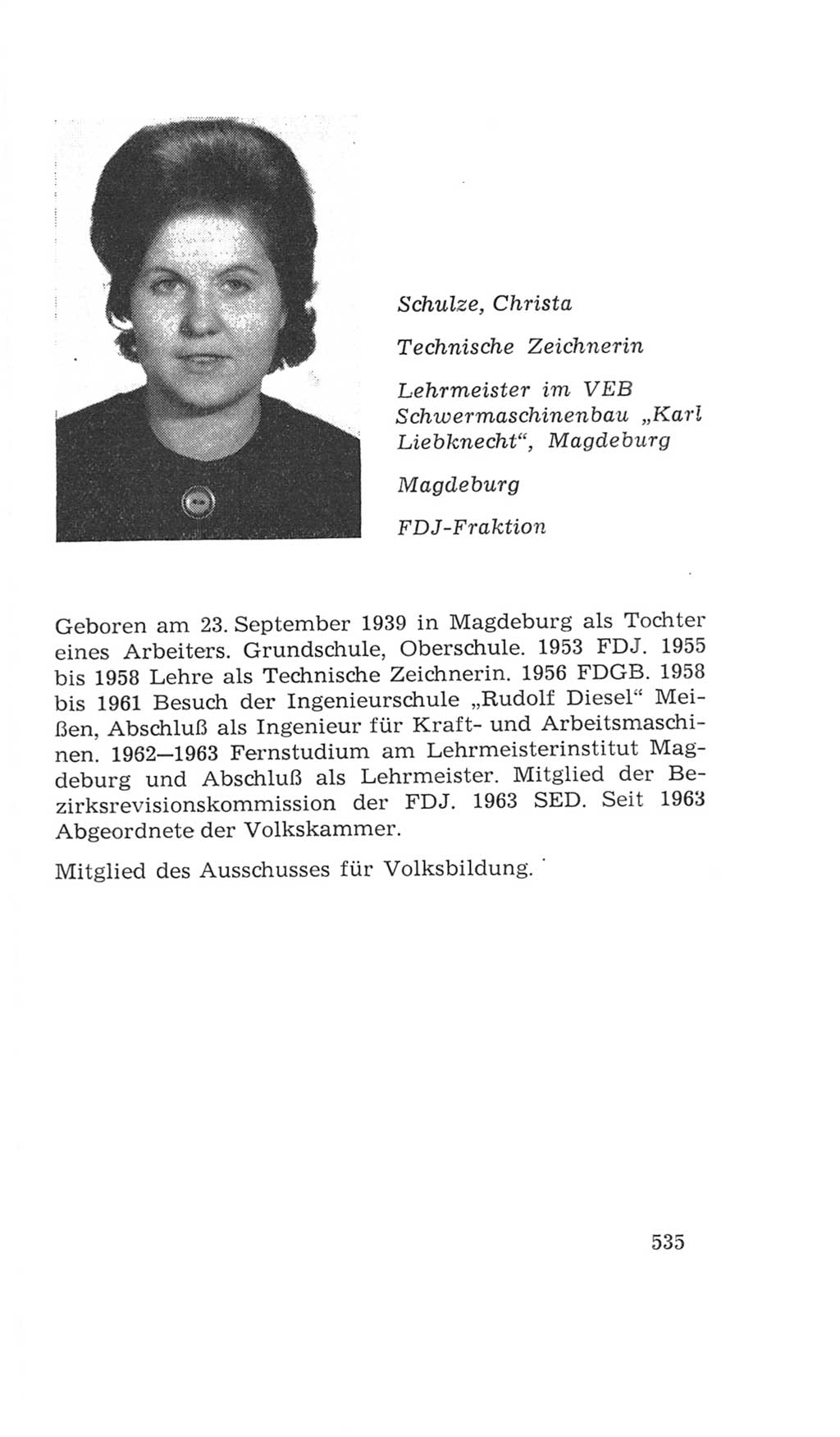 Volkskammer (VK) der Deutschen Demokratischen Republik (DDR), 4. Wahlperiode 1963-1967, Seite 535 (VK. DDR 4. WP. 1963-1967, S. 535)