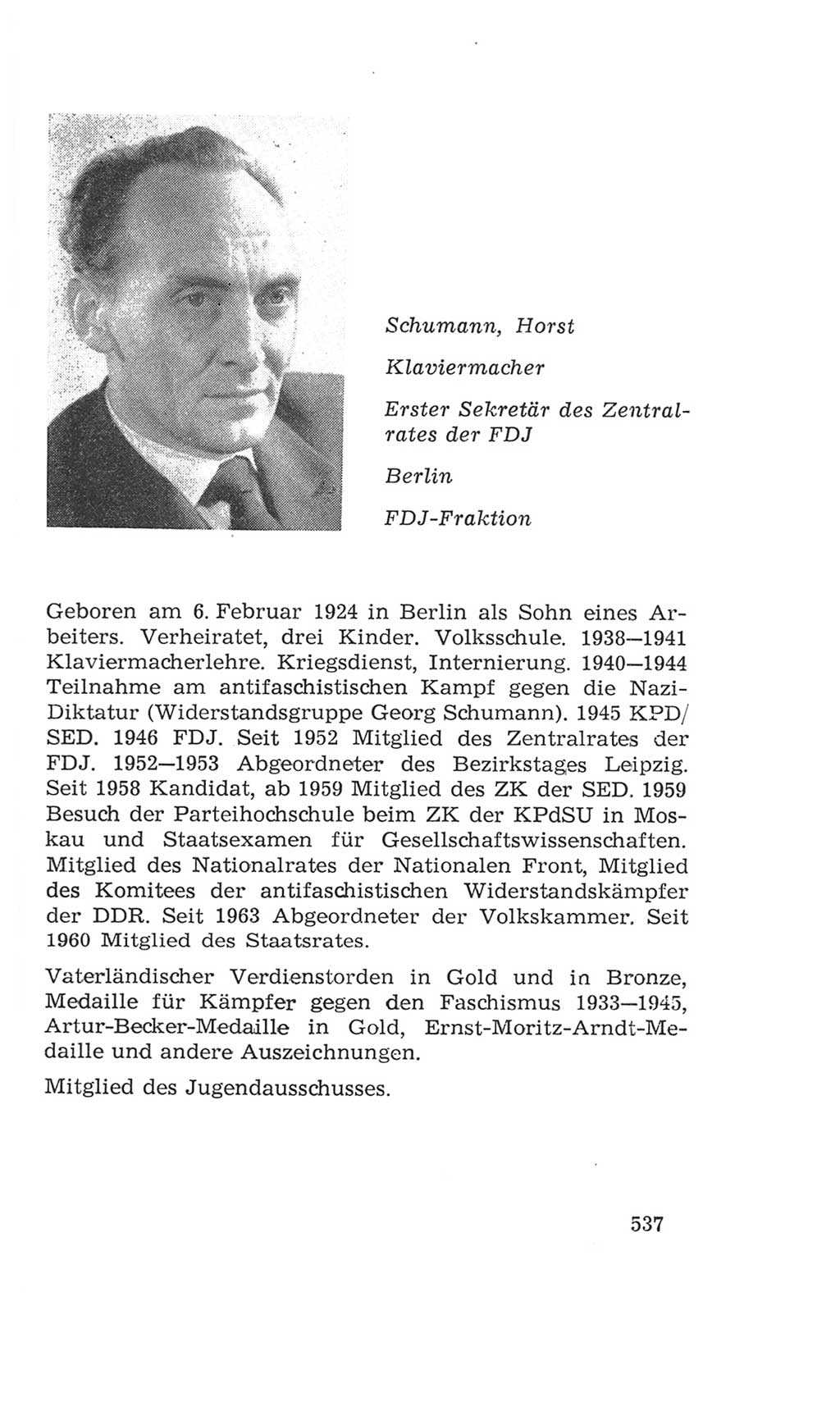 Volkskammer (VK) der Deutschen Demokratischen Republik (DDR), 4. Wahlperiode 1963-1967, Seite 537 (VK. DDR 4. WP. 1963-1967, S. 537)