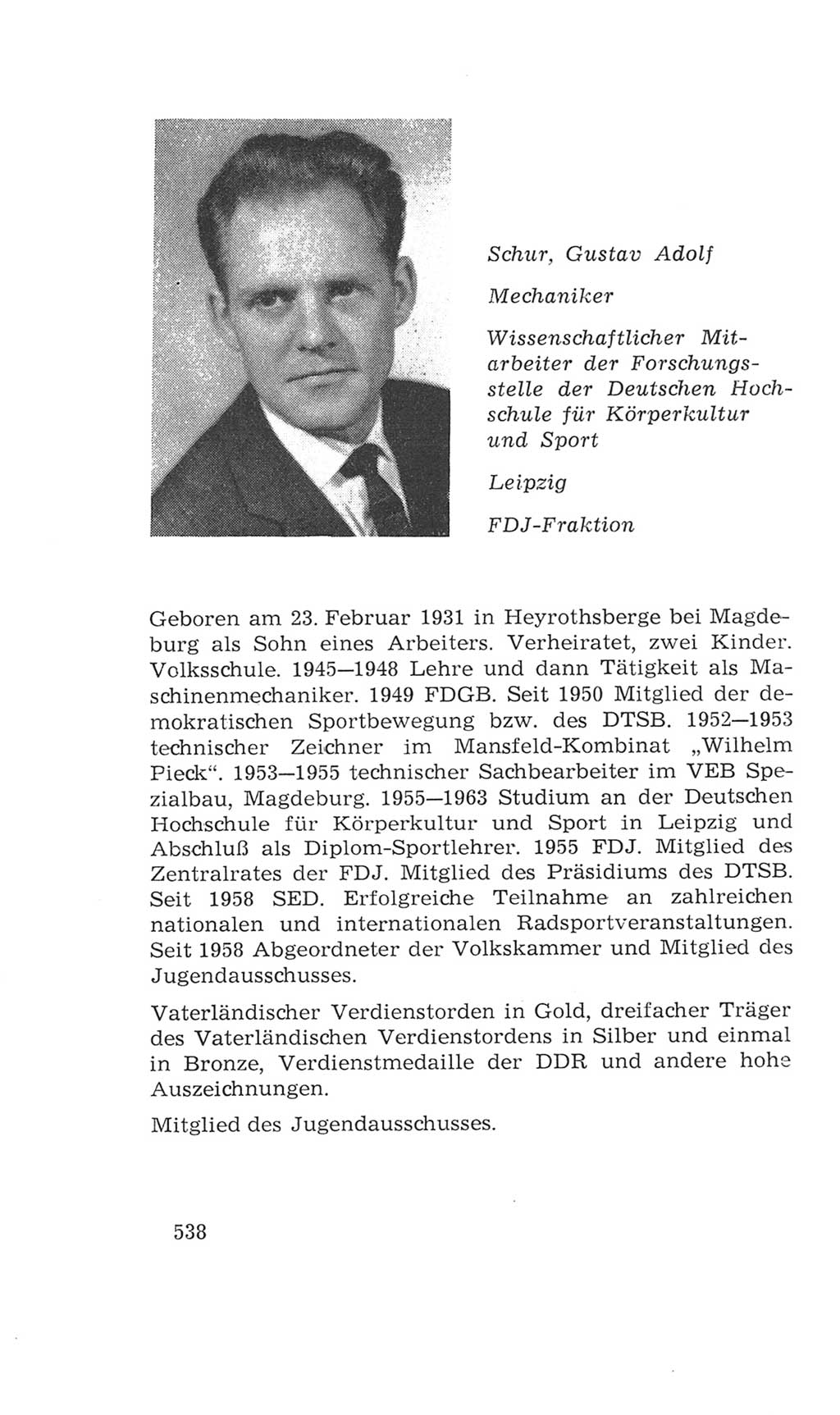 Volkskammer (VK) der Deutschen Demokratischen Republik (DDR), 4. Wahlperiode 1963-1967, Seite 538 (VK. DDR 4. WP. 1963-1967, S. 538)