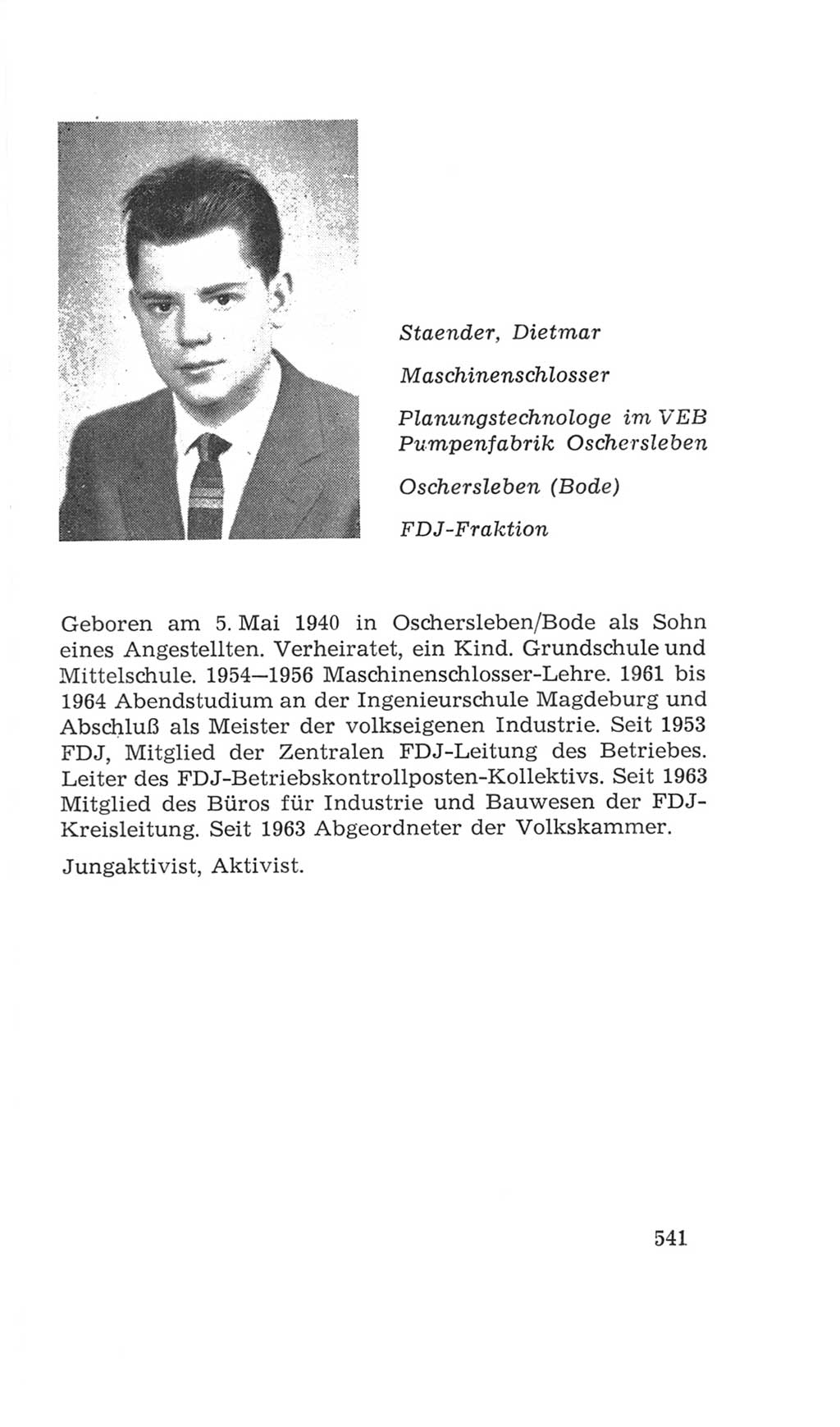 Volkskammer (VK) der Deutschen Demokratischen Republik (DDR), 4. Wahlperiode 1963-1967, Seite 541 (VK. DDR 4. WP. 1963-1967, S. 541)