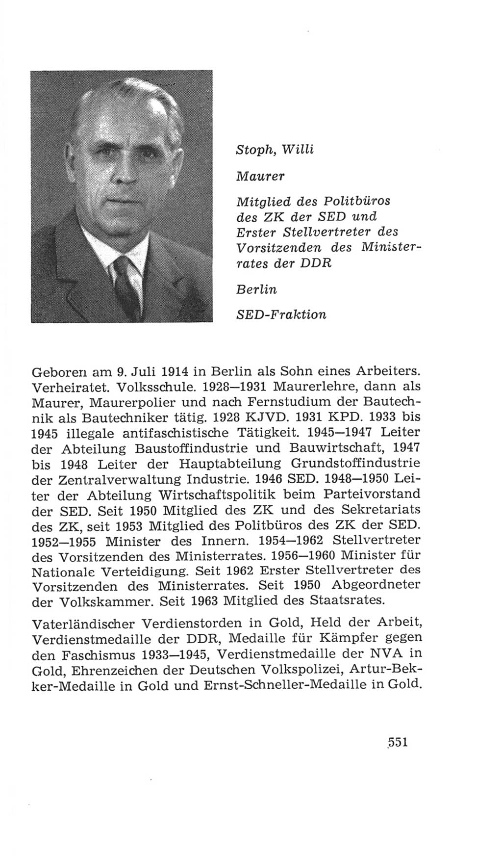 Volkskammer (VK) der Deutschen Demokratischen Republik (DDR), 4. Wahlperiode 1963-1967, Seite 551 (VK. DDR 4. WP. 1963-1967, S. 551)