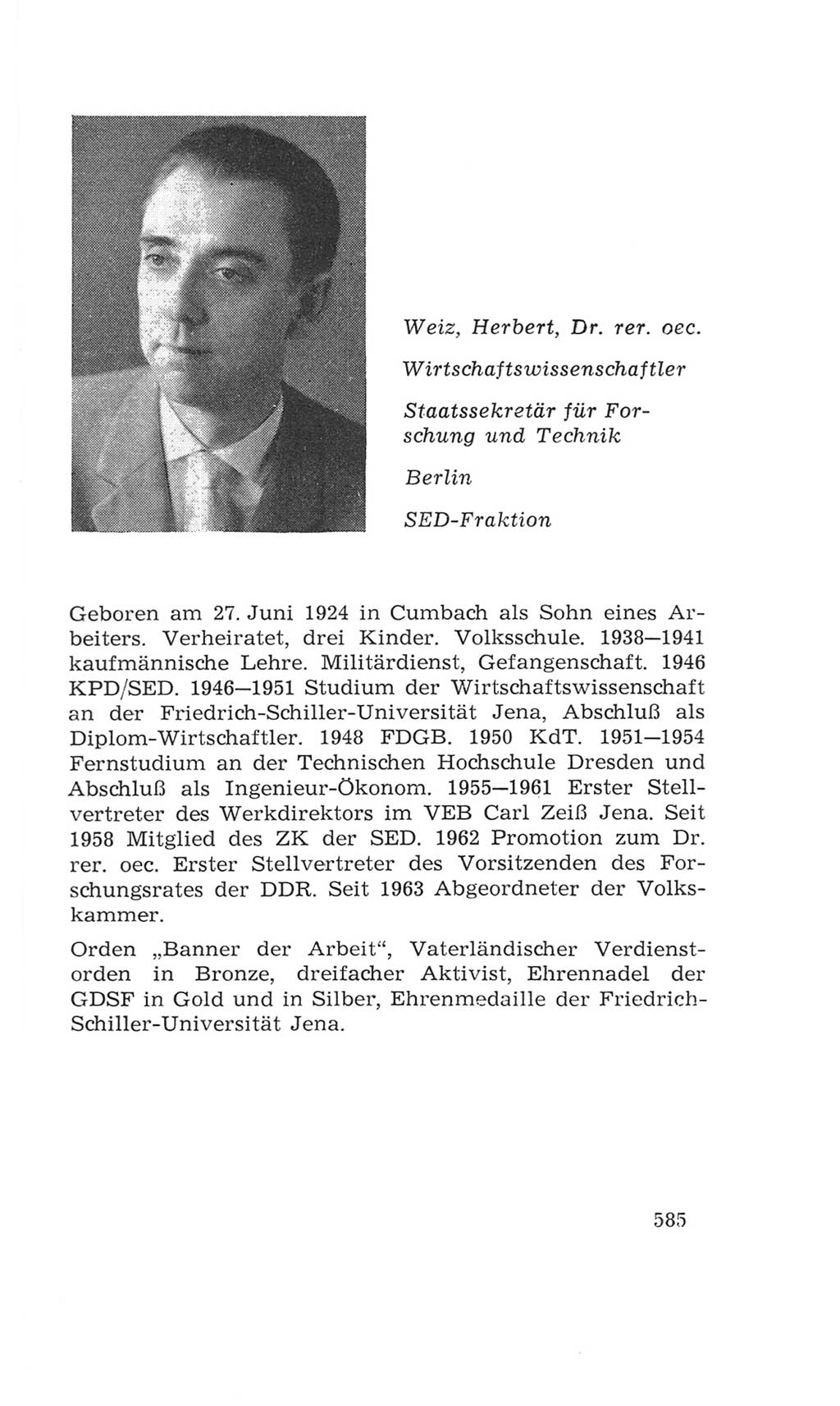 Volkskammer (VK) der Deutschen Demokratischen Republik (DDR), 4. Wahlperiode 1963-1967, Seite 585 (VK. DDR 4. WP. 1963-1967, S. 585)
