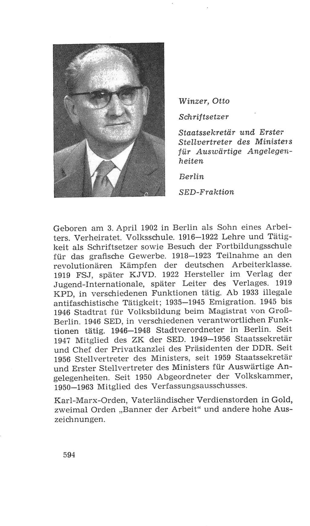 Volkskammer (VK) der Deutschen Demokratischen Republik (DDR), 4. Wahlperiode 1963-1967, Seite 594 (VK. DDR 4. WP. 1963-1967, S. 594)