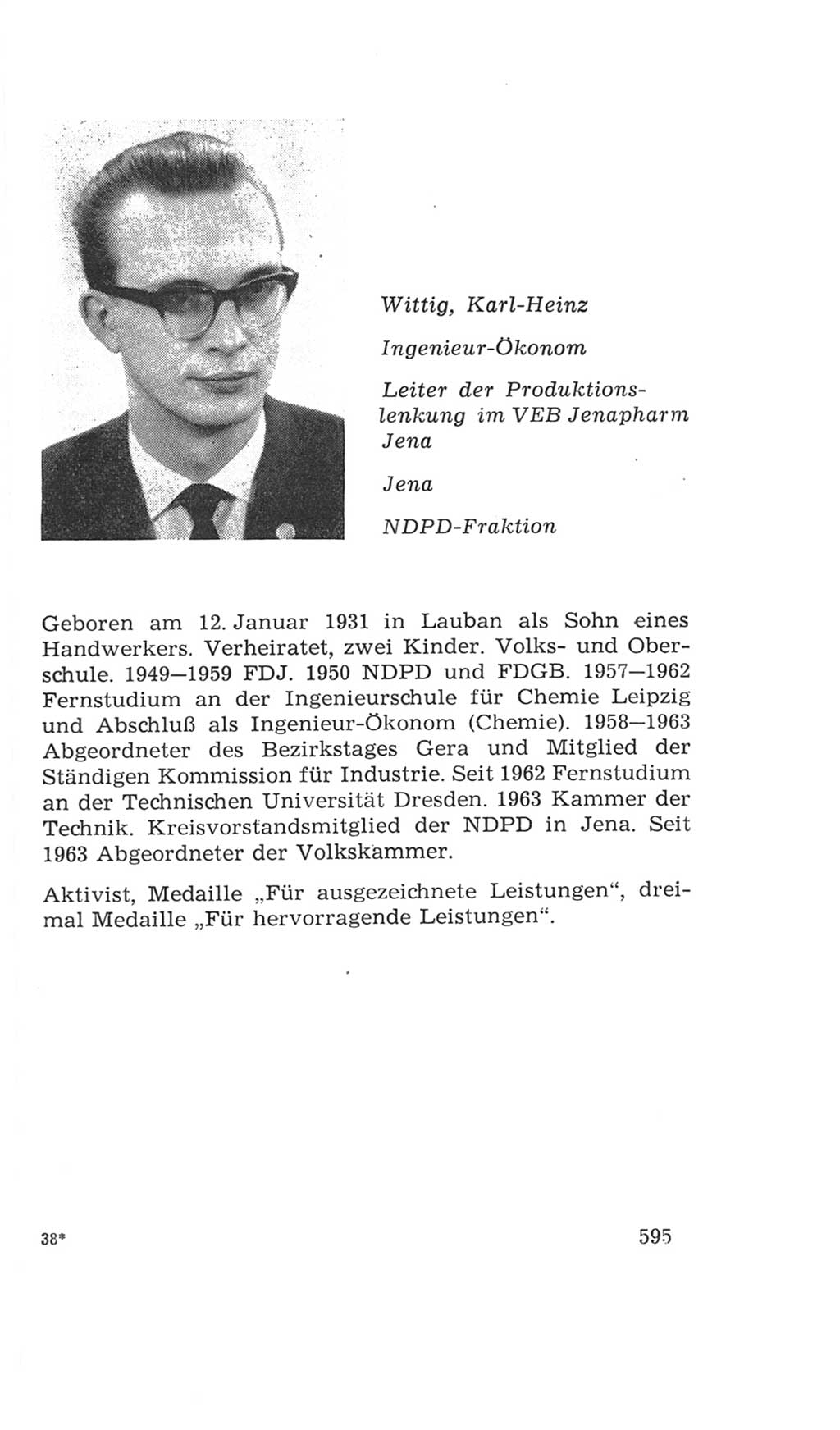 Volkskammer (VK) der Deutschen Demokratischen Republik (DDR), 4. Wahlperiode 1963-1967, Seite 595 (VK. DDR 4. WP. 1963-1967, S. 595)