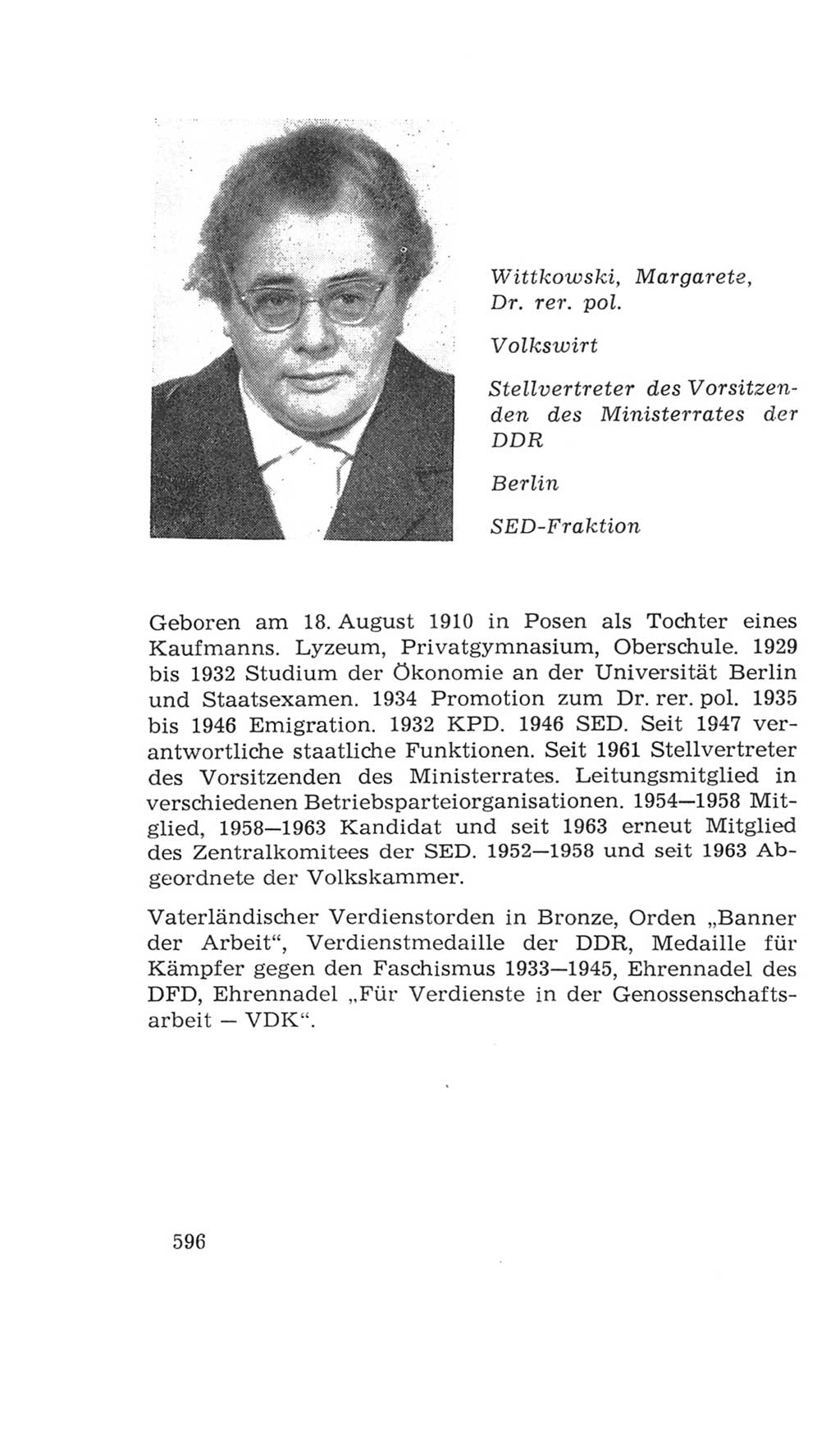 Volkskammer (VK) der Deutschen Demokratischen Republik (DDR), 4. Wahlperiode 1963-1967, Seite 596 (VK. DDR 4. WP. 1963-1967, S. 596)