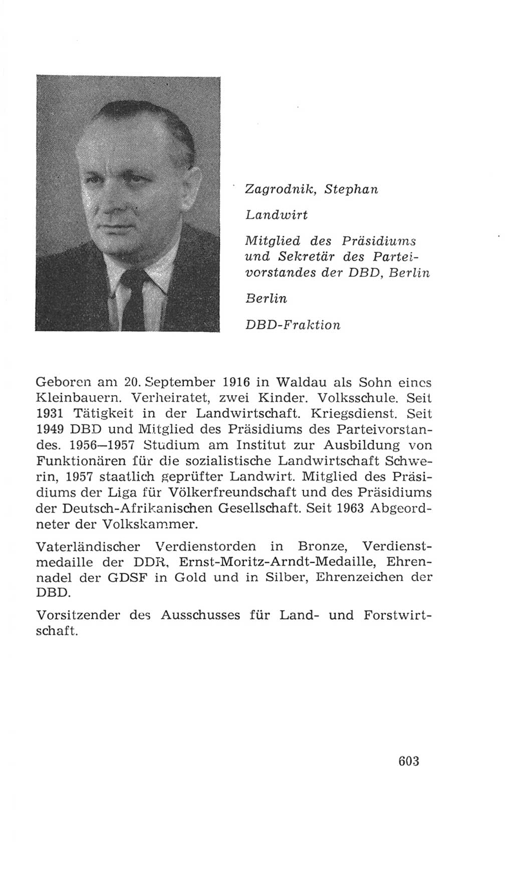 Volkskammer (VK) der Deutschen Demokratischen Republik (DDR), 4. Wahlperiode 1963-1967, Seite 603 (VK. DDR 4. WP. 1963-1967, S. 603)