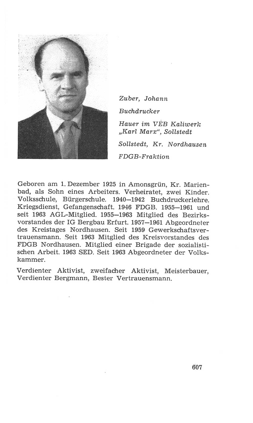 Volkskammer (VK) der Deutschen Demokratischen Republik (DDR), 4. Wahlperiode 1963-1967, Seite 607 (VK. DDR 4. WP. 1963-1967, S. 607)