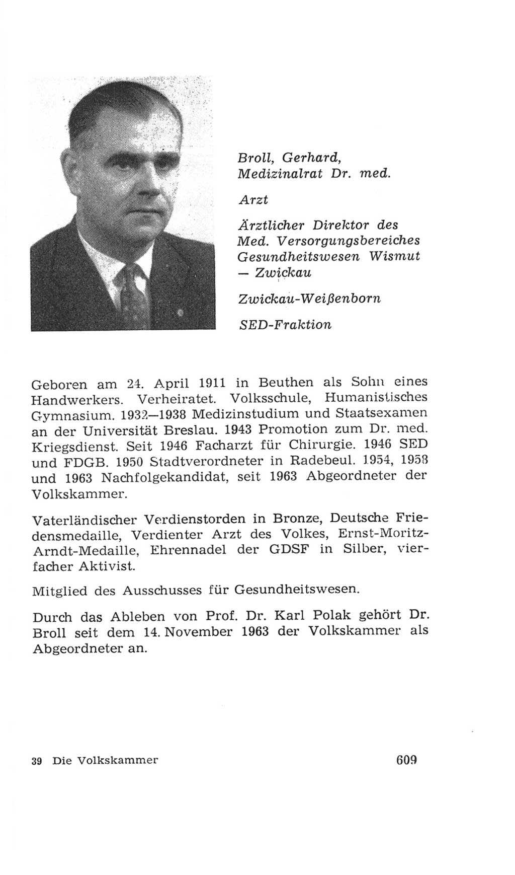 Volkskammer (VK) der Deutschen Demokratischen Republik (DDR), 4. Wahlperiode 1963-1967, Seite 609 (VK. DDR 4. WP. 1963-1967, S. 609)