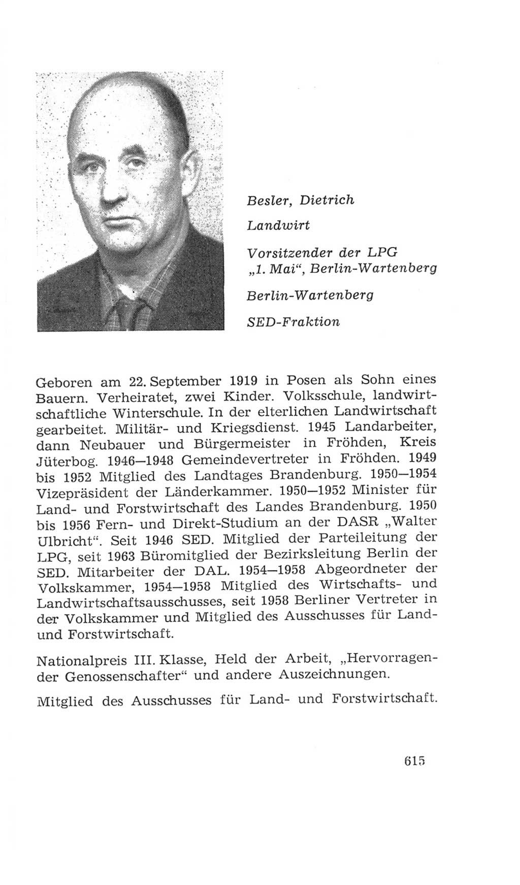 Volkskammer (VK) der Deutschen Demokratischen Republik (DDR), 4. Wahlperiode 1963-1967, Seite 615 (VK. DDR 4. WP. 1963-1967, S. 615)