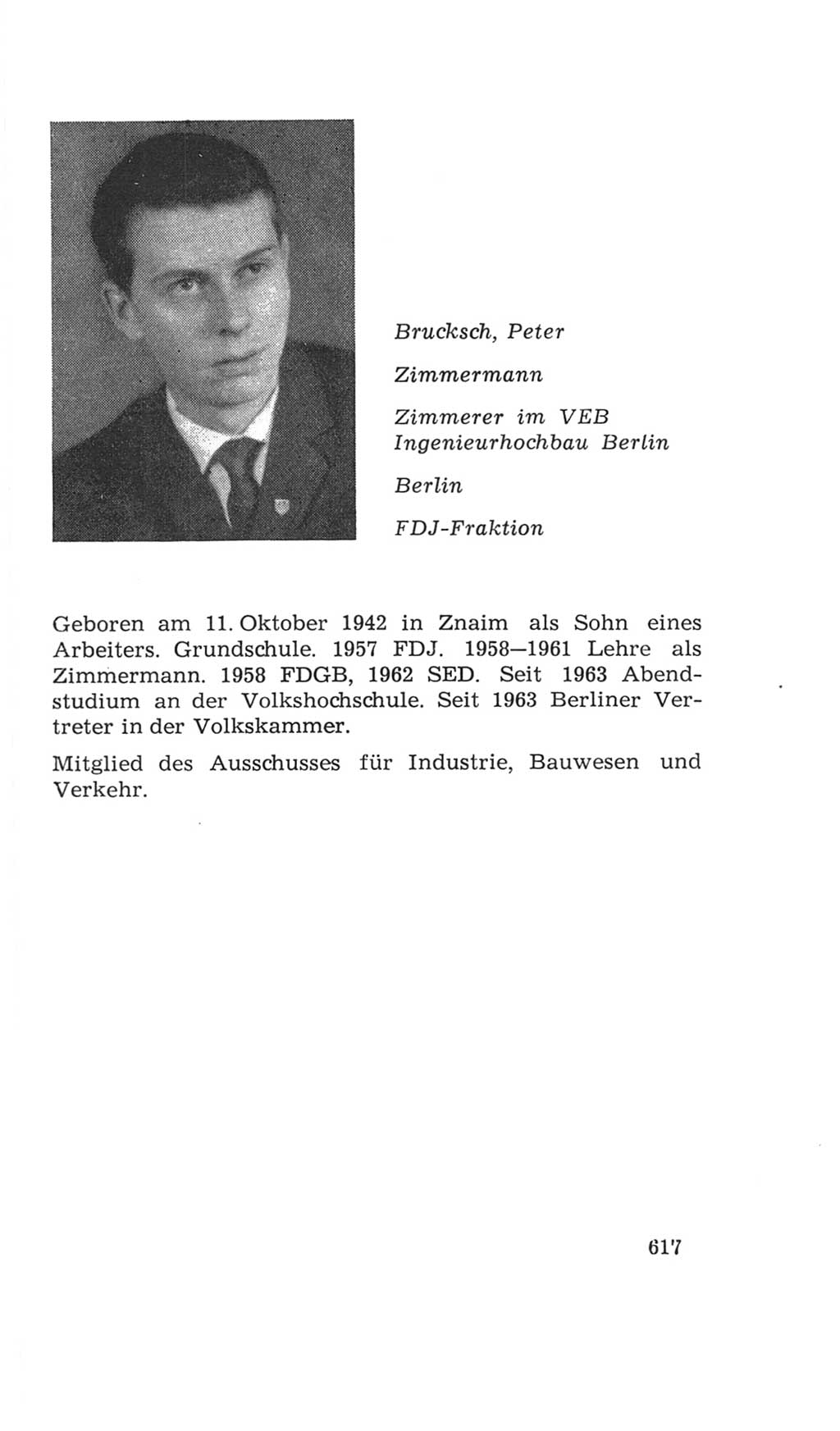 Volkskammer (VK) der Deutschen Demokratischen Republik (DDR), 4. Wahlperiode 1963-1967, Seite 617 (VK. DDR 4. WP. 1963-1967, S. 617)