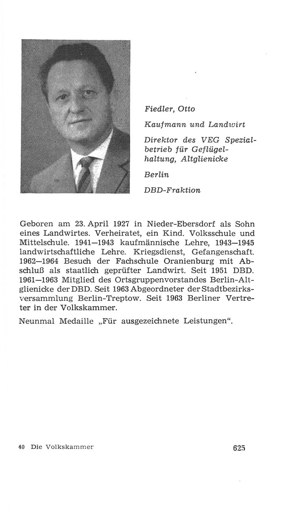 Volkskammer (VK) der Deutschen Demokratischen Republik (DDR), 4. Wahlperiode 1963-1967, Seite 625 (VK. DDR 4. WP. 1963-1967, S. 625)