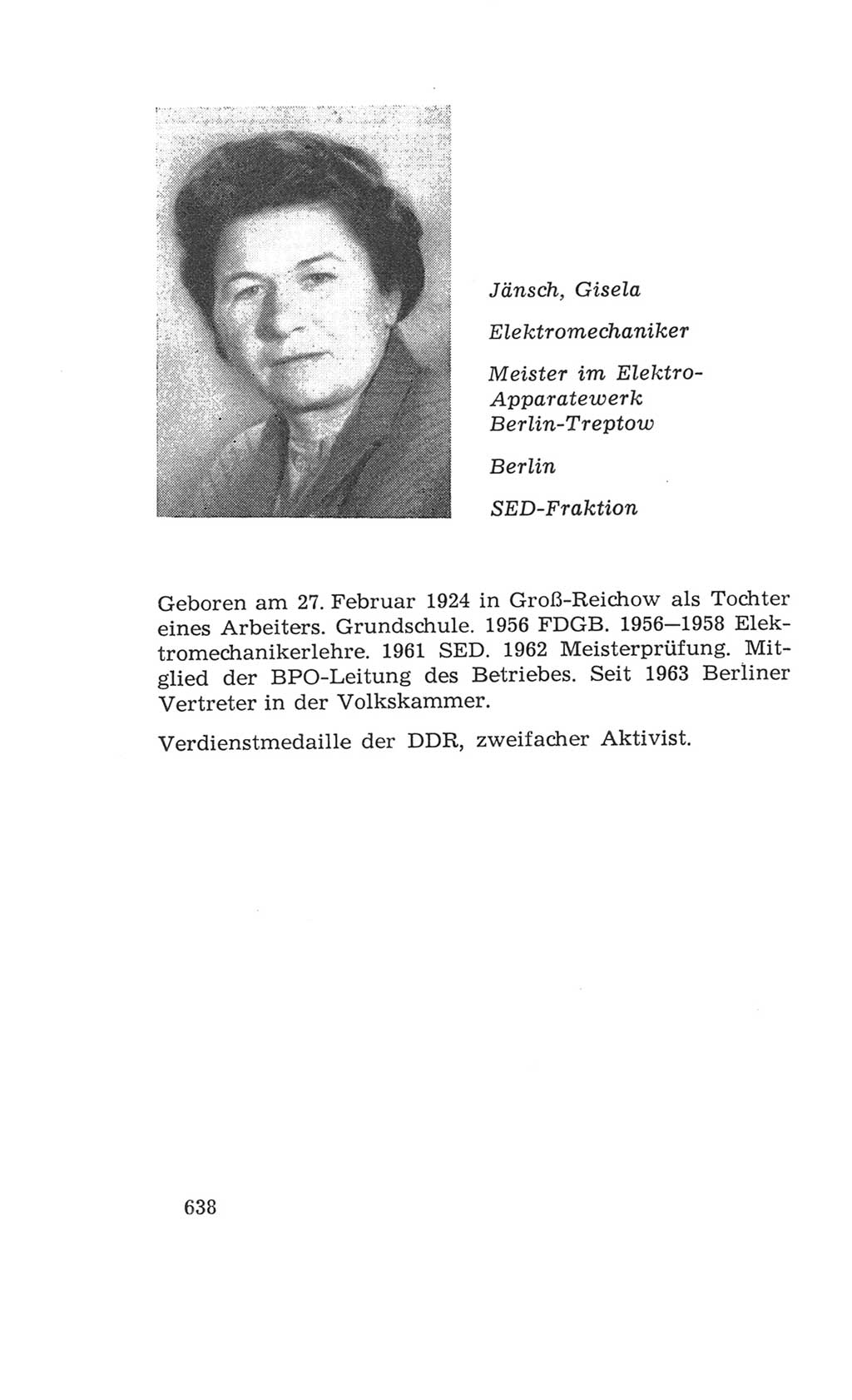 Volkskammer (VK) der Deutschen Demokratischen Republik (DDR), 4. Wahlperiode 1963-1967, Seite 638 (VK. DDR 4. WP. 1963-1967, S. 638)