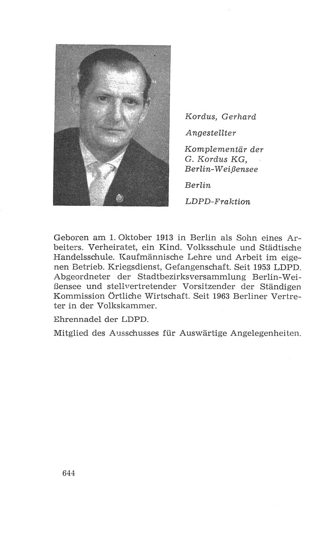 Volkskammer (VK) der Deutschen Demokratischen Republik (DDR), 4. Wahlperiode 1963-1967, Seite 644 (VK. DDR 4. WP. 1963-1967, S. 644)