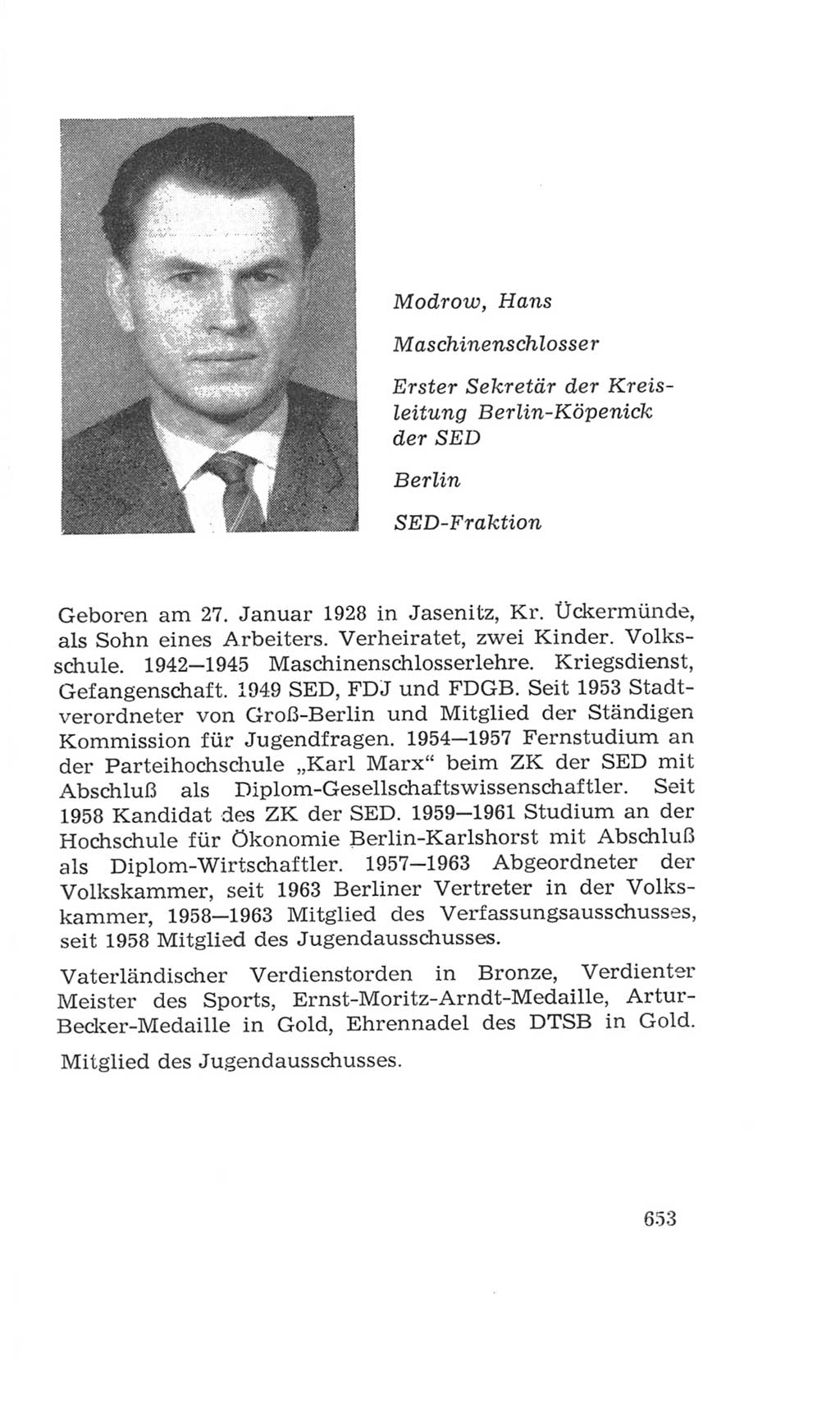 Volkskammer (VK) der Deutschen Demokratischen Republik (DDR), 4. Wahlperiode 1963-1967, Seite 653 (VK. DDR 4. WP. 1963-1967, S. 653)