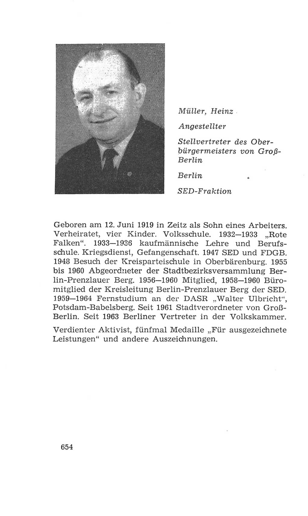Volkskammer (VK) der Deutschen Demokratischen Republik (DDR), 4. Wahlperiode 1963-1967, Seite 654 (VK. DDR 4. WP. 1963-1967, S. 654)