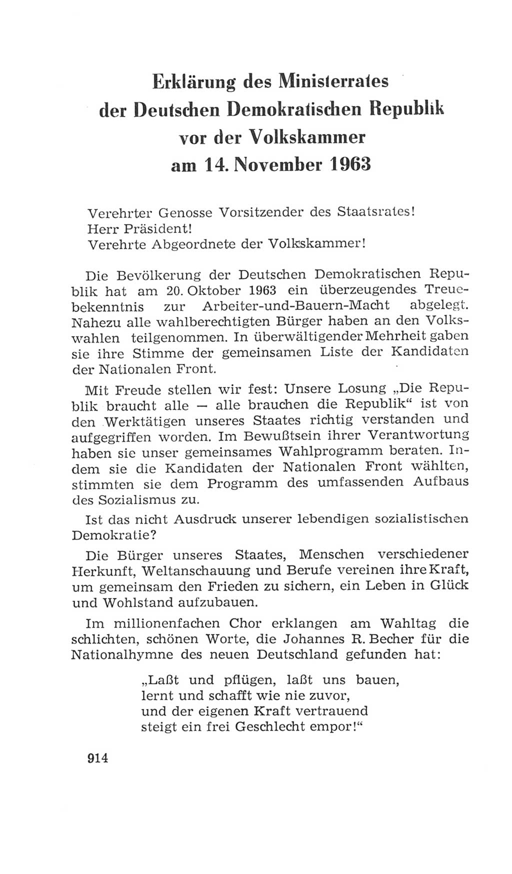 Volkskammer (VK) der Deutschen Demokratischen Republik (DDR), 4. Wahlperiode 1963-1967, Seite 914 (VK. DDR 4. WP. 1963-1967, S. 914)