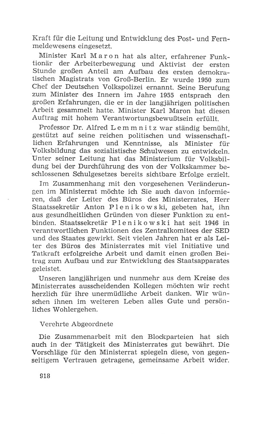 Volkskammer (VK) der Deutschen Demokratischen Republik (DDR), 4. Wahlperiode 1963-1967, Seite 918 (VK. DDR 4. WP. 1963-1967, S. 918)