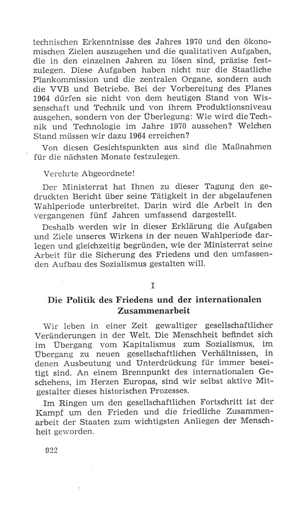 Volkskammer (VK) der Deutschen Demokratischen Republik (DDR), 4. Wahlperiode 1963-1967, Seite 922 (VK. DDR 4. WP. 1963-1967, S. 922)