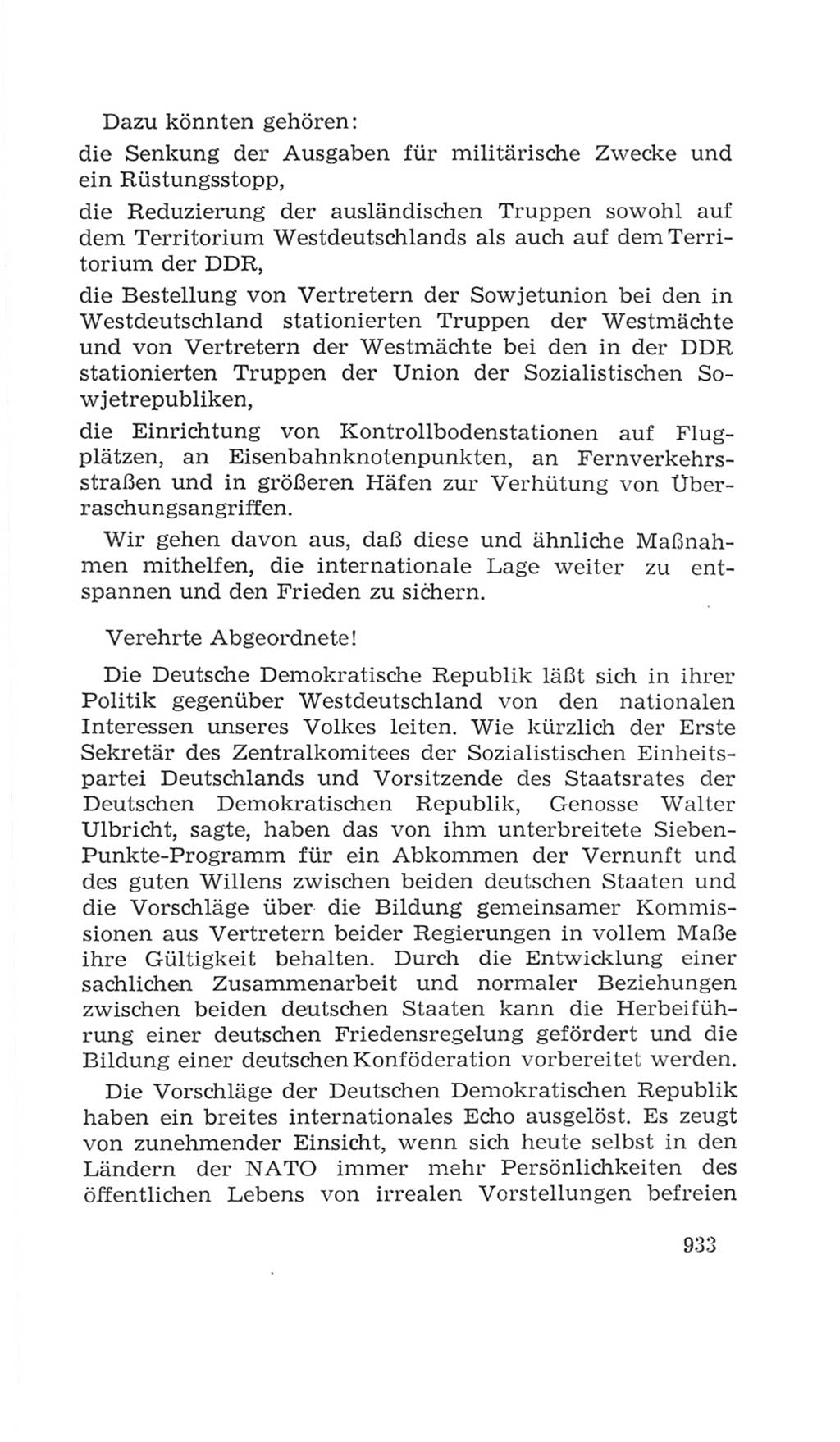 Volkskammer (VK) der Deutschen Demokratischen Republik (DDR), 4. Wahlperiode 1963-1967, Seite 933 (VK. DDR 4. WP. 1963-1967, S. 933)
