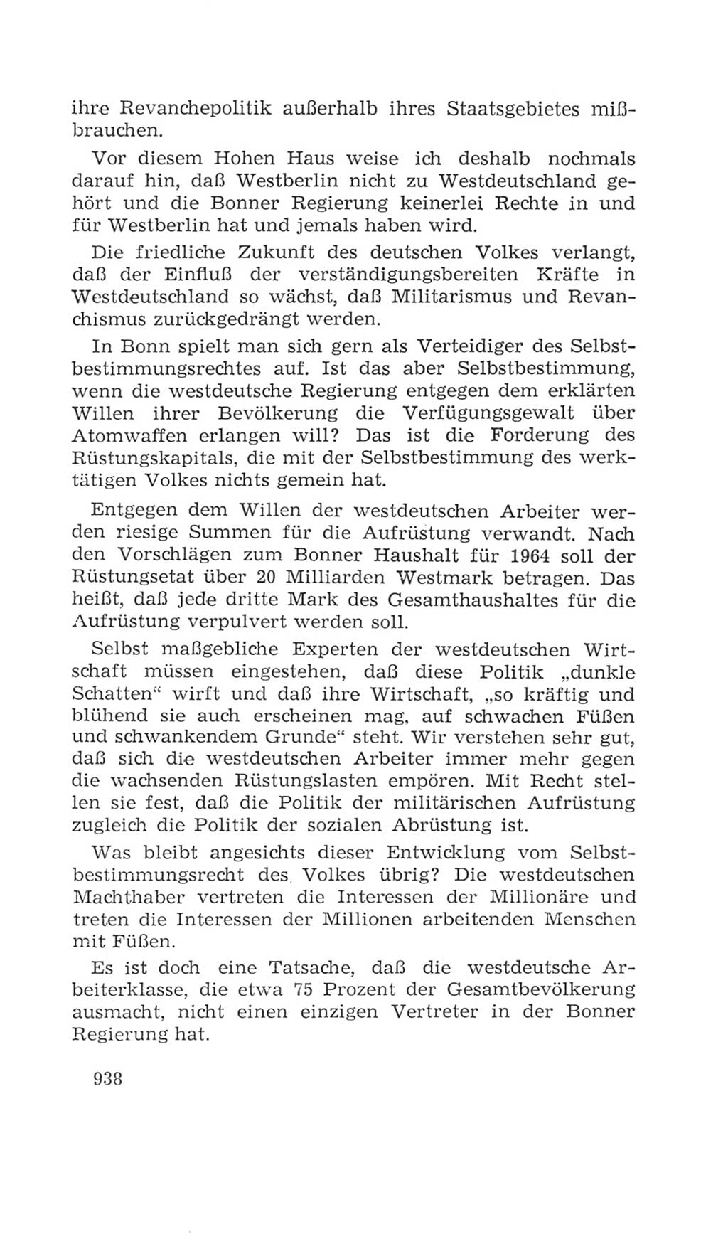 Volkskammer (VK) der Deutschen Demokratischen Republik (DDR), 4. Wahlperiode 1963-1967, Seite 938 (VK. DDR 4. WP. 1963-1967, S. 938)