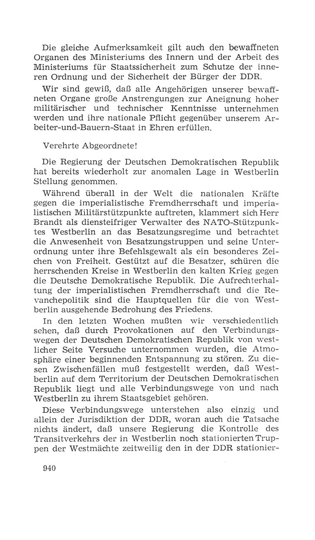Volkskammer (VK) der Deutschen Demokratischen Republik (DDR), 4. Wahlperiode 1963-1967, Seite 940 (VK. DDR 4. WP. 1963-1967, S. 940)